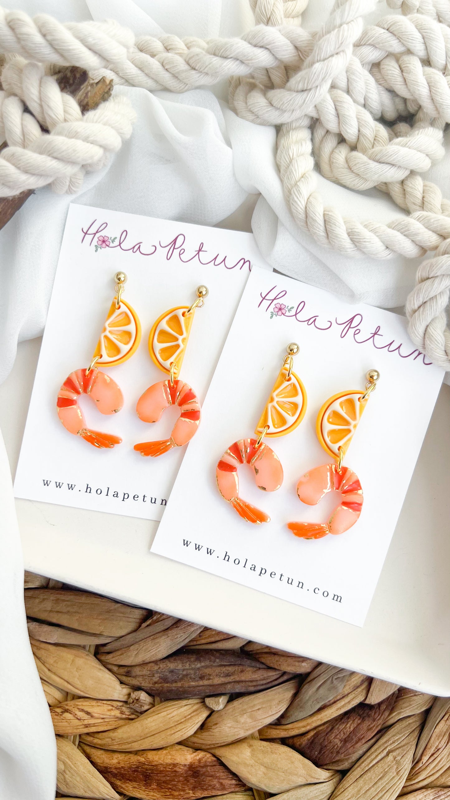 Shrimp and Lemon Duo Earrings