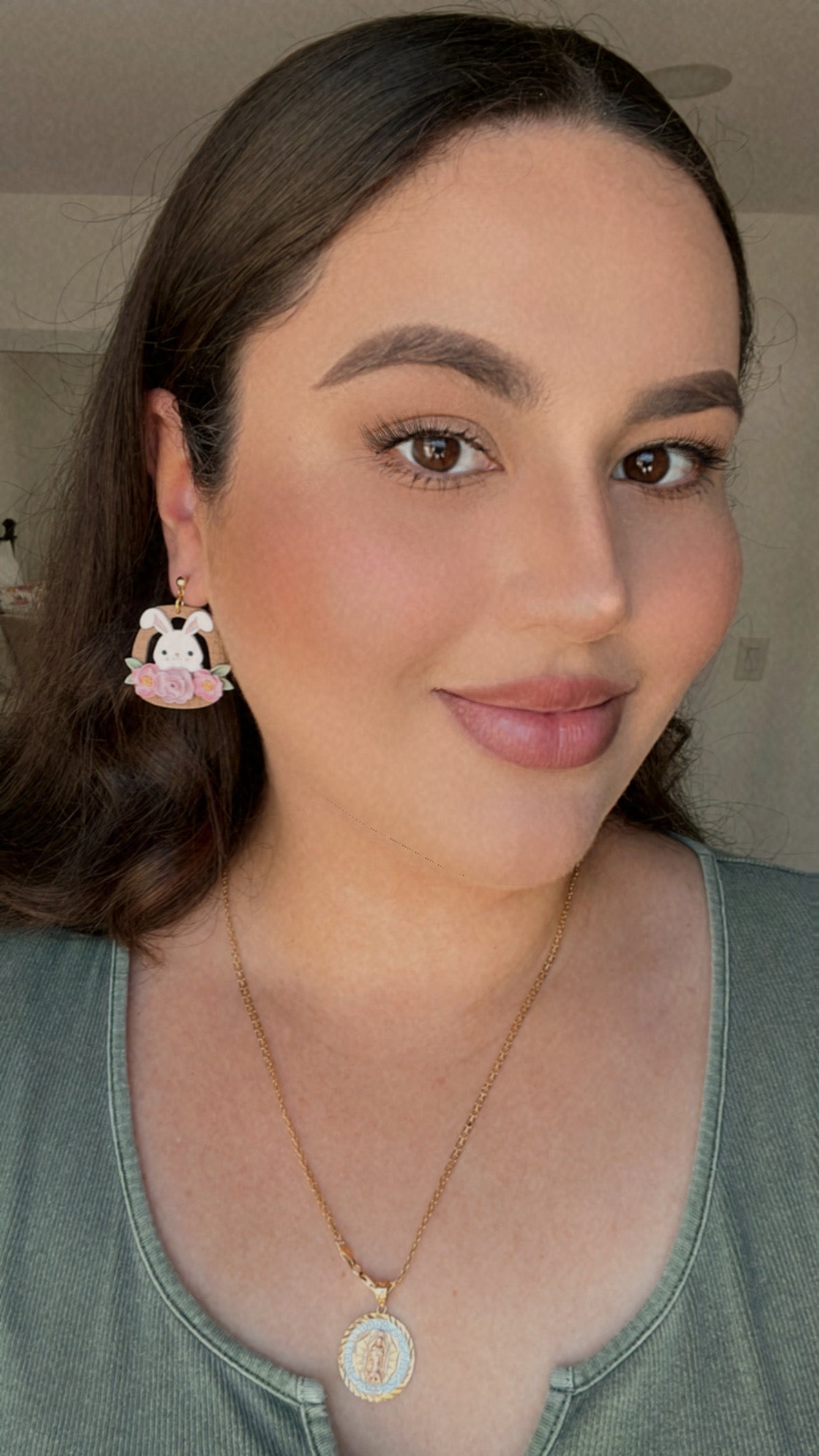 Flower Basket Bunny Earrings