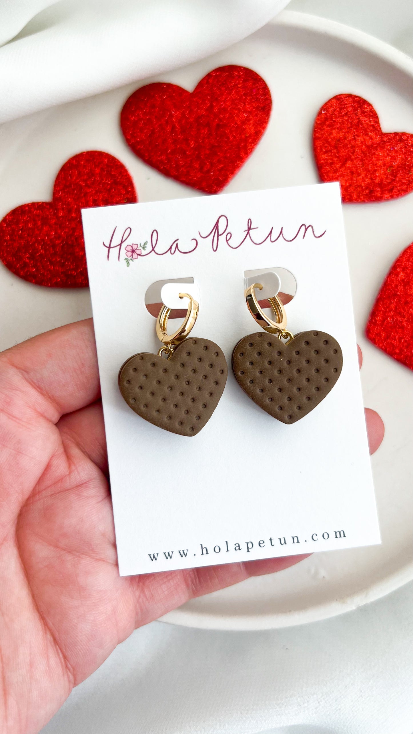 Ice Cream Heart Sandwich Huggie Earrings