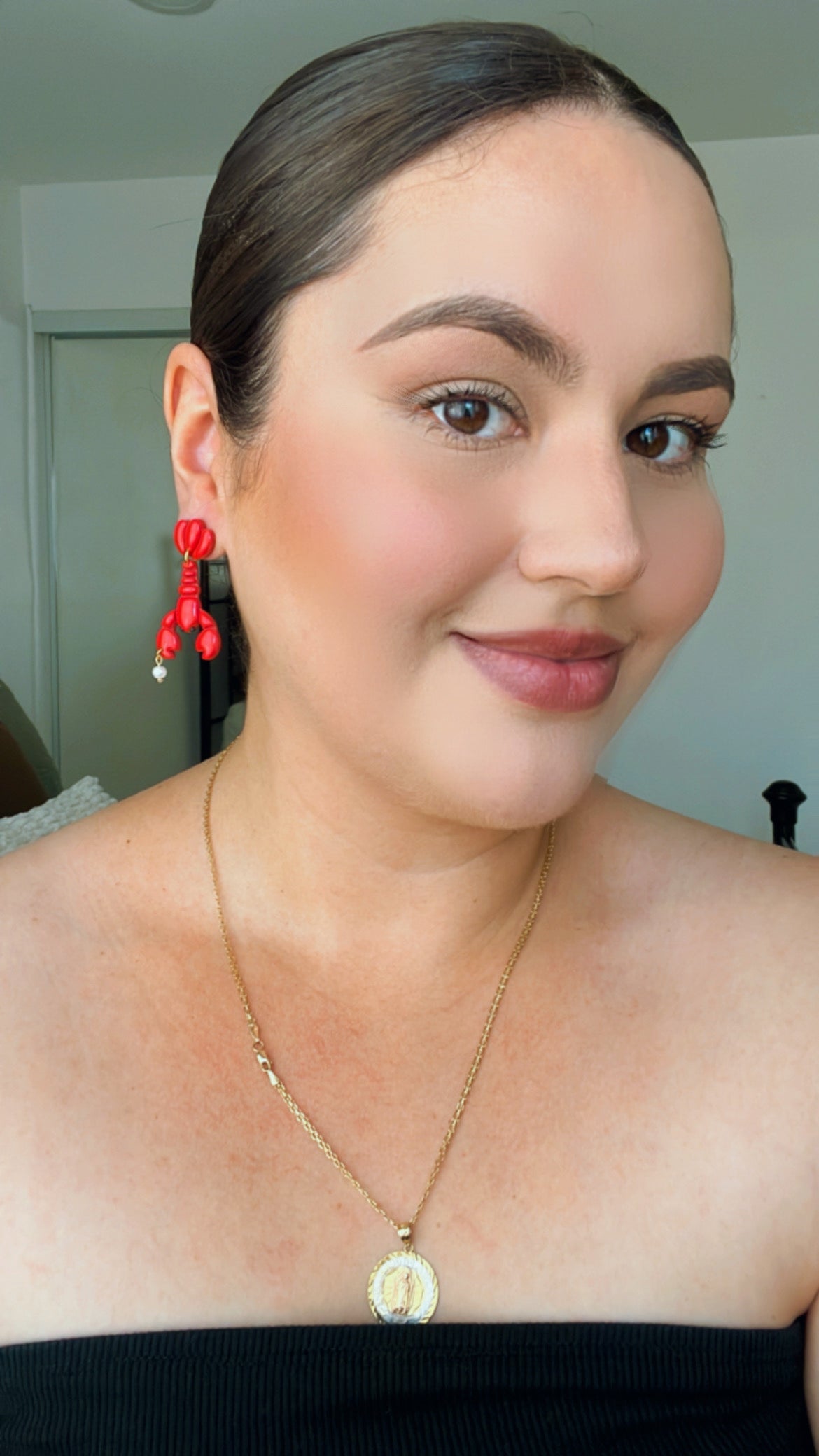 Red Crustacean Earrings