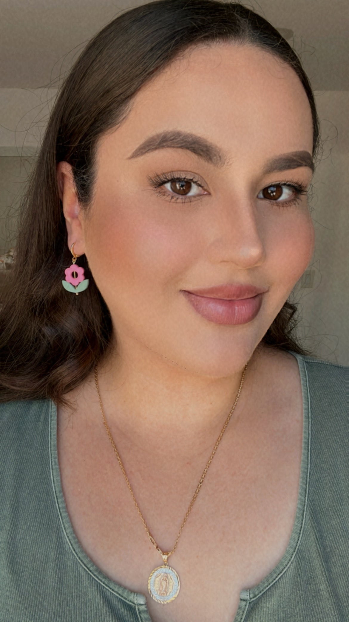 Flower Bead Huggie Earrings