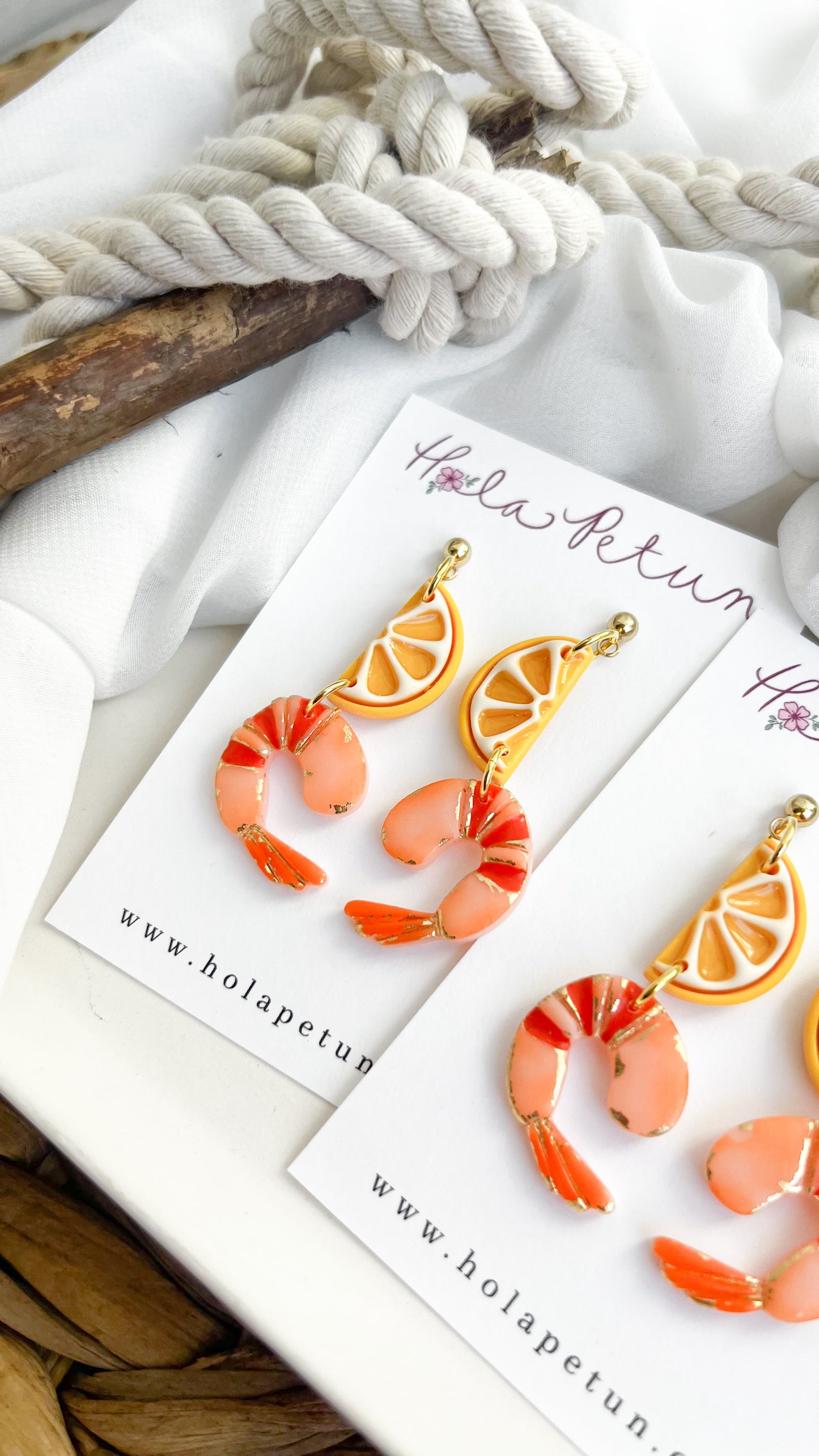 Shrimp and Lemon Duo Earrings