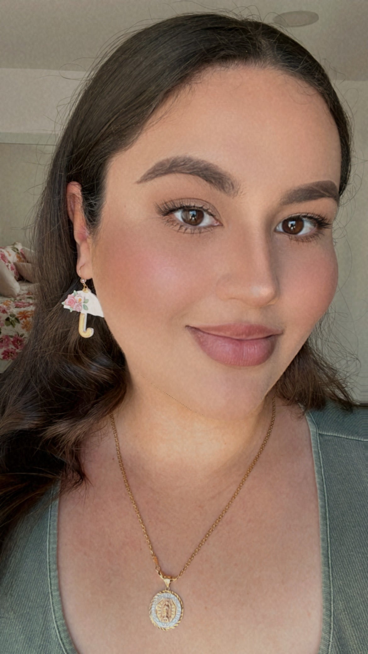 Floral Umbrella Clay Earrings