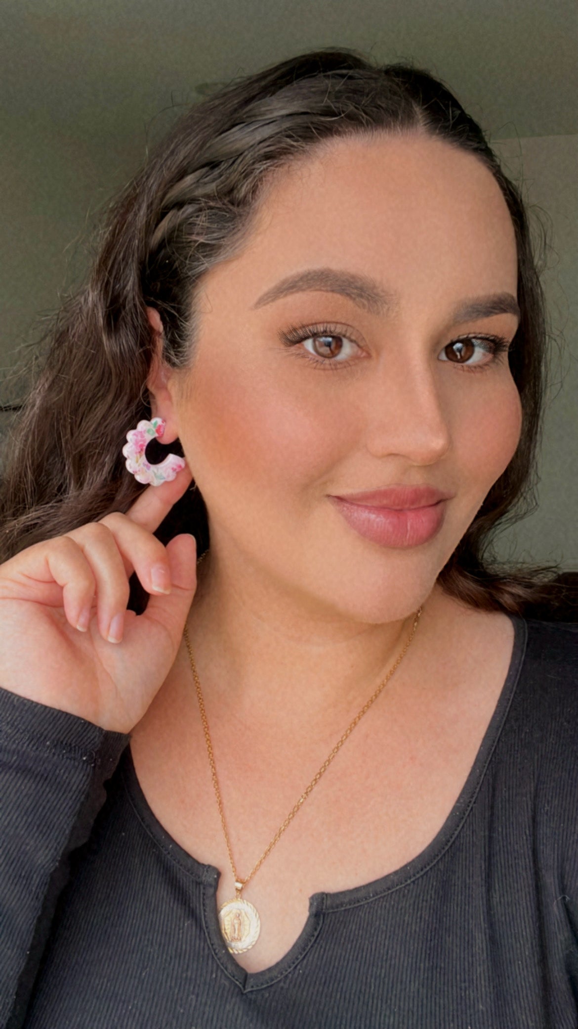 Floral Print Chunky Hoop