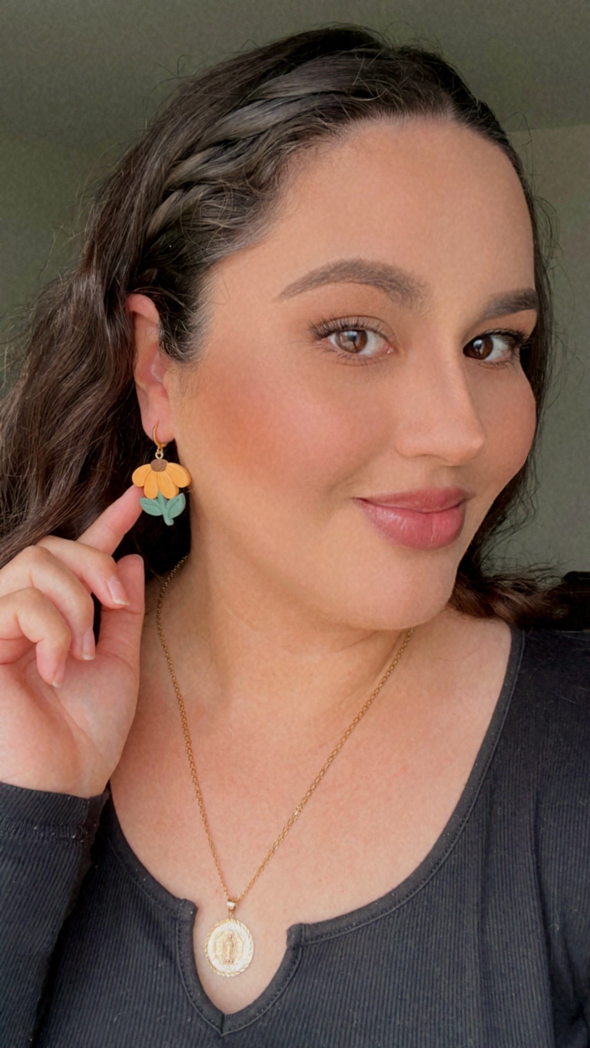 Sunflower and Daisy Huggie Earrings