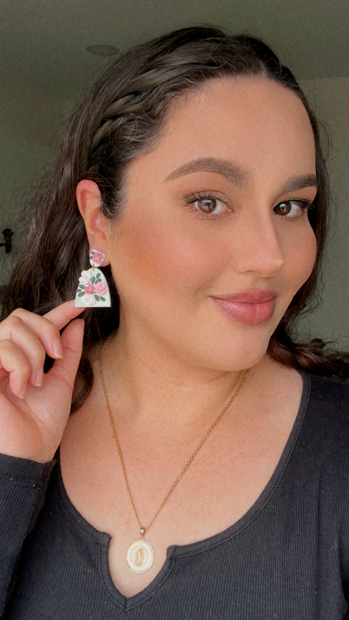 Sage Dome Floral Earrings