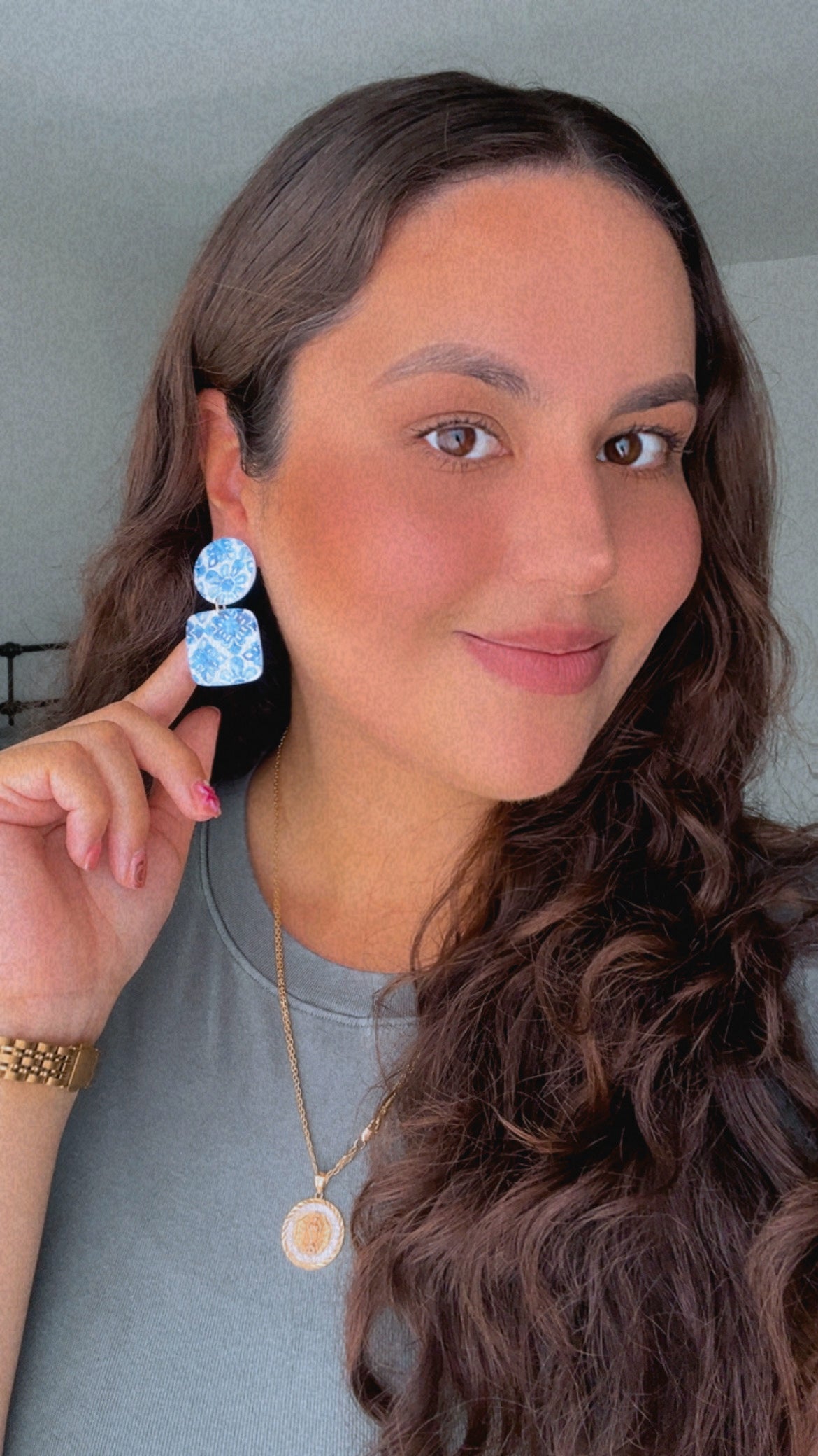 Blue Talavera Print Earrings