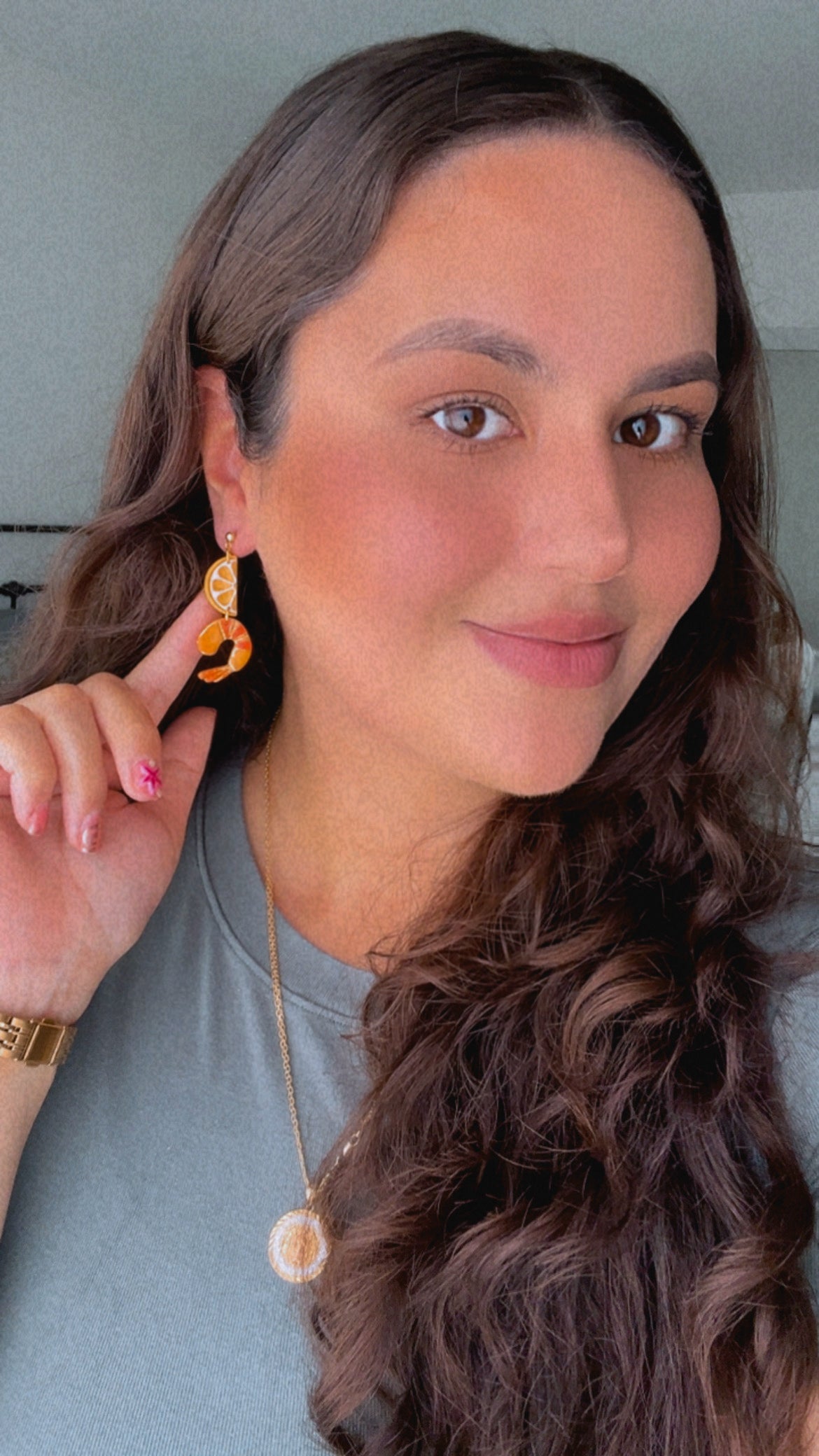 Shrimp and Lemon Duo Earrings