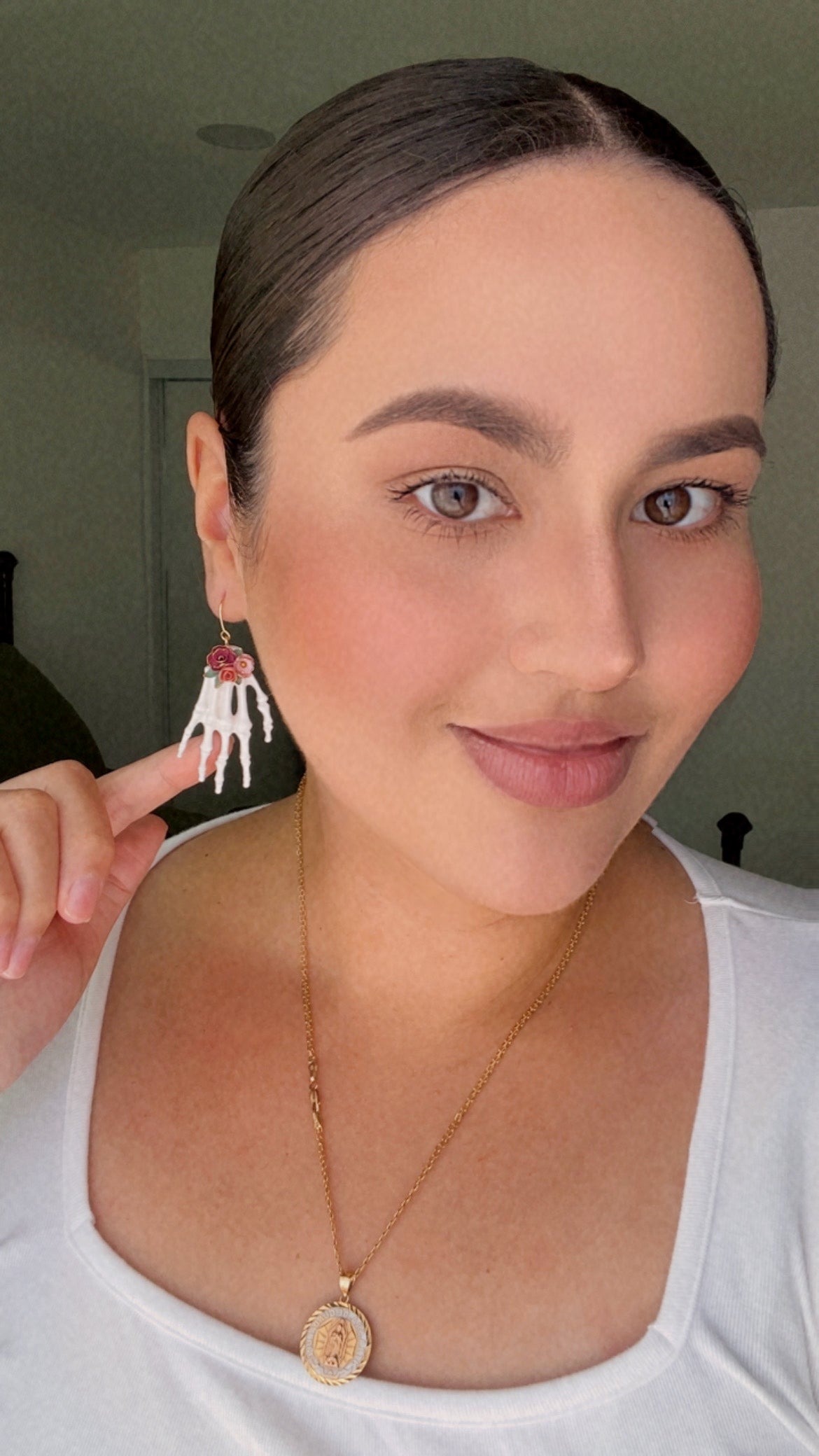 Skeleton Floral Hand Earrings