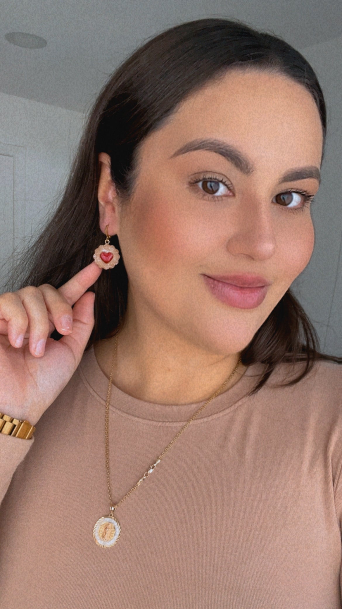Linzer Heart Cookie Huggie Earrings