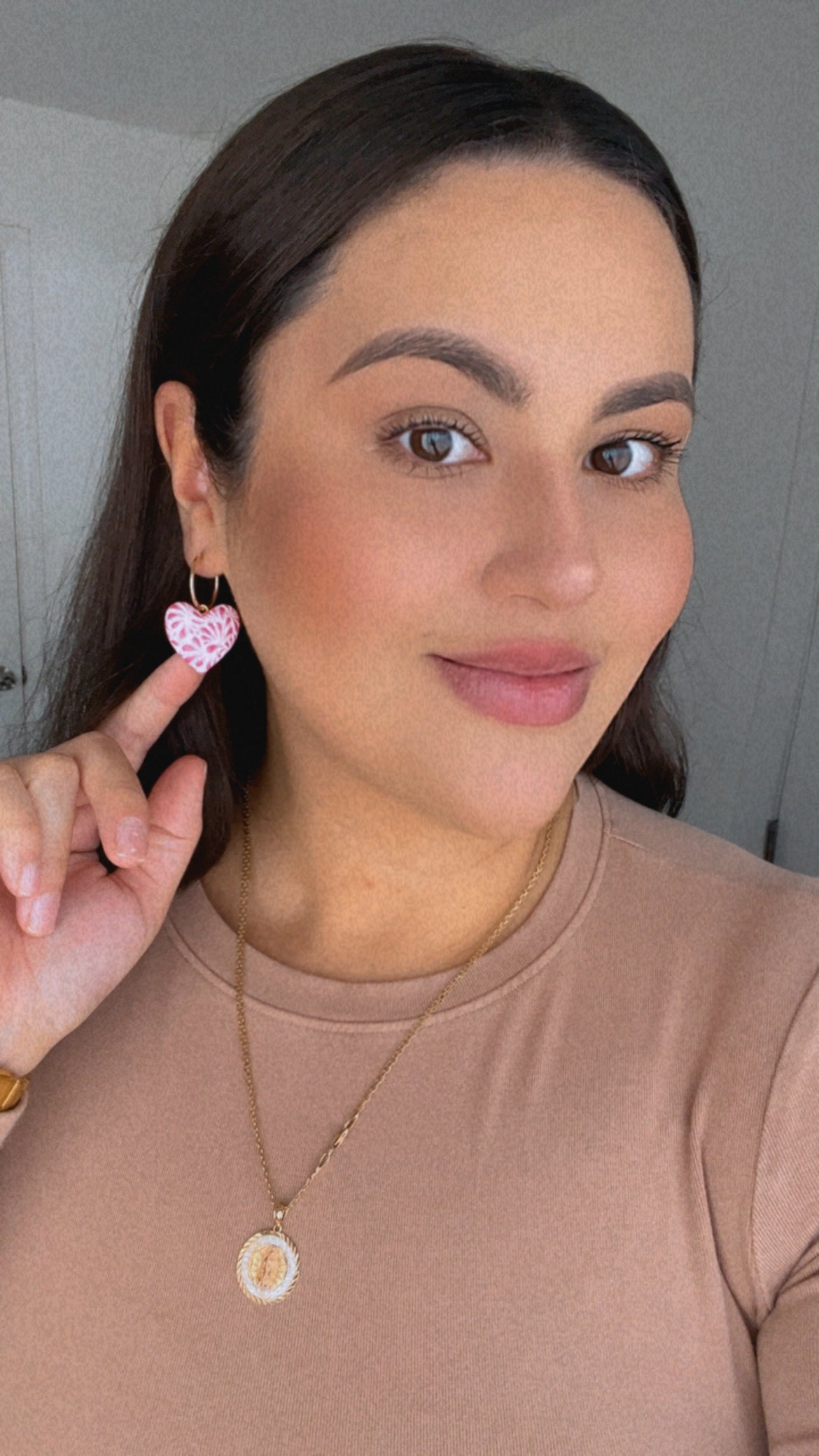 Mexican Puffy Heart Charm Earrings