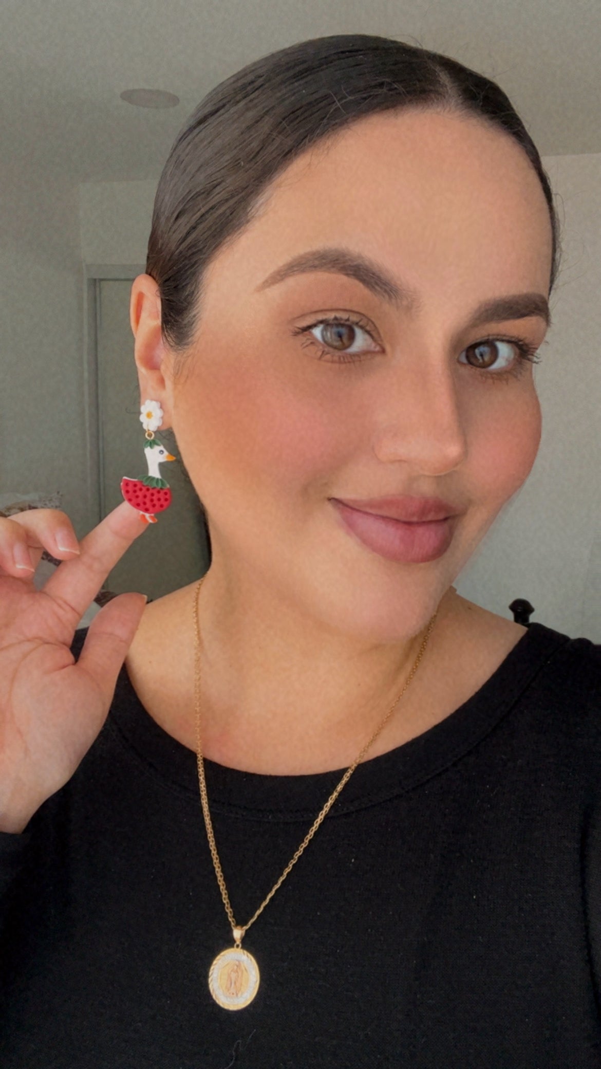 Strawberry Goose Earrings