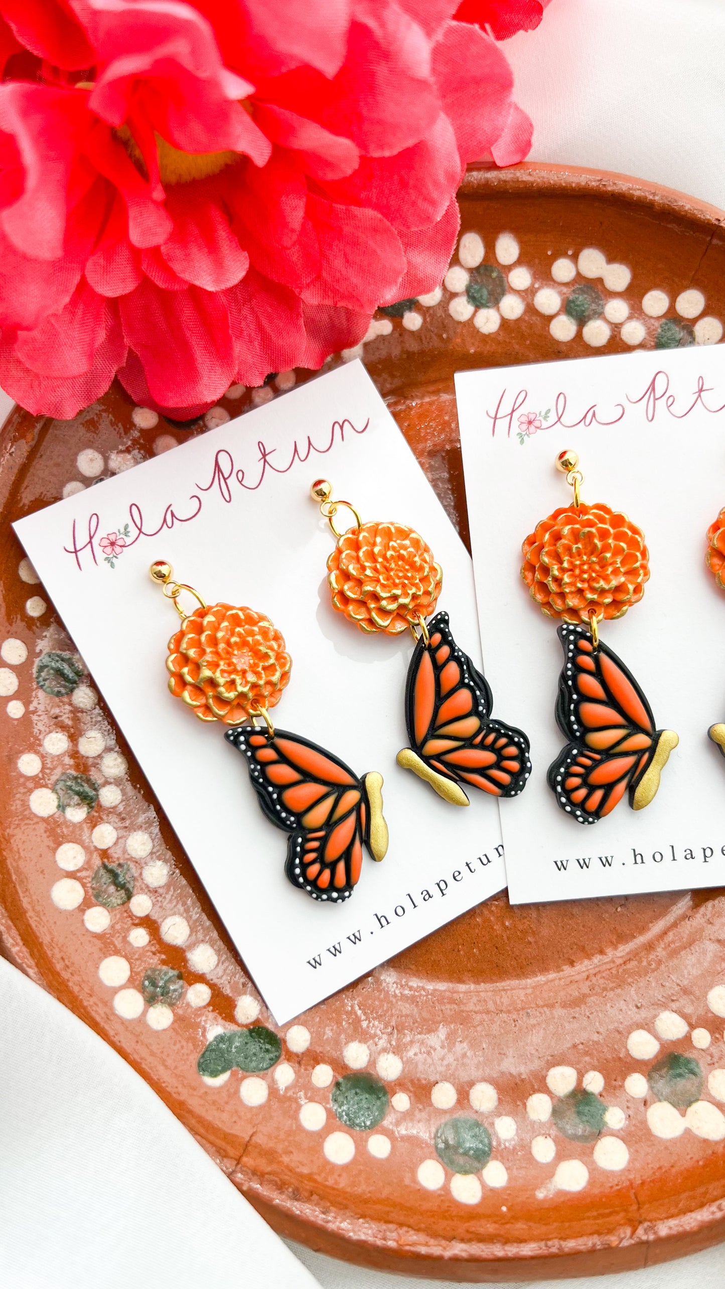 Monarch and Cempasuchil Earrings