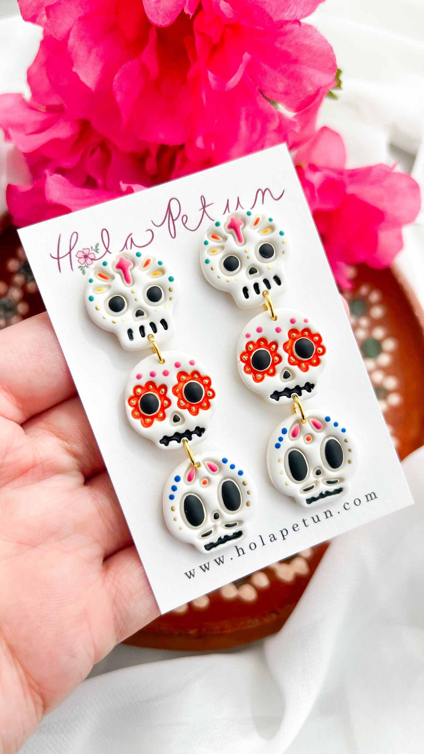 Tiered Calaverita Skull Earrings