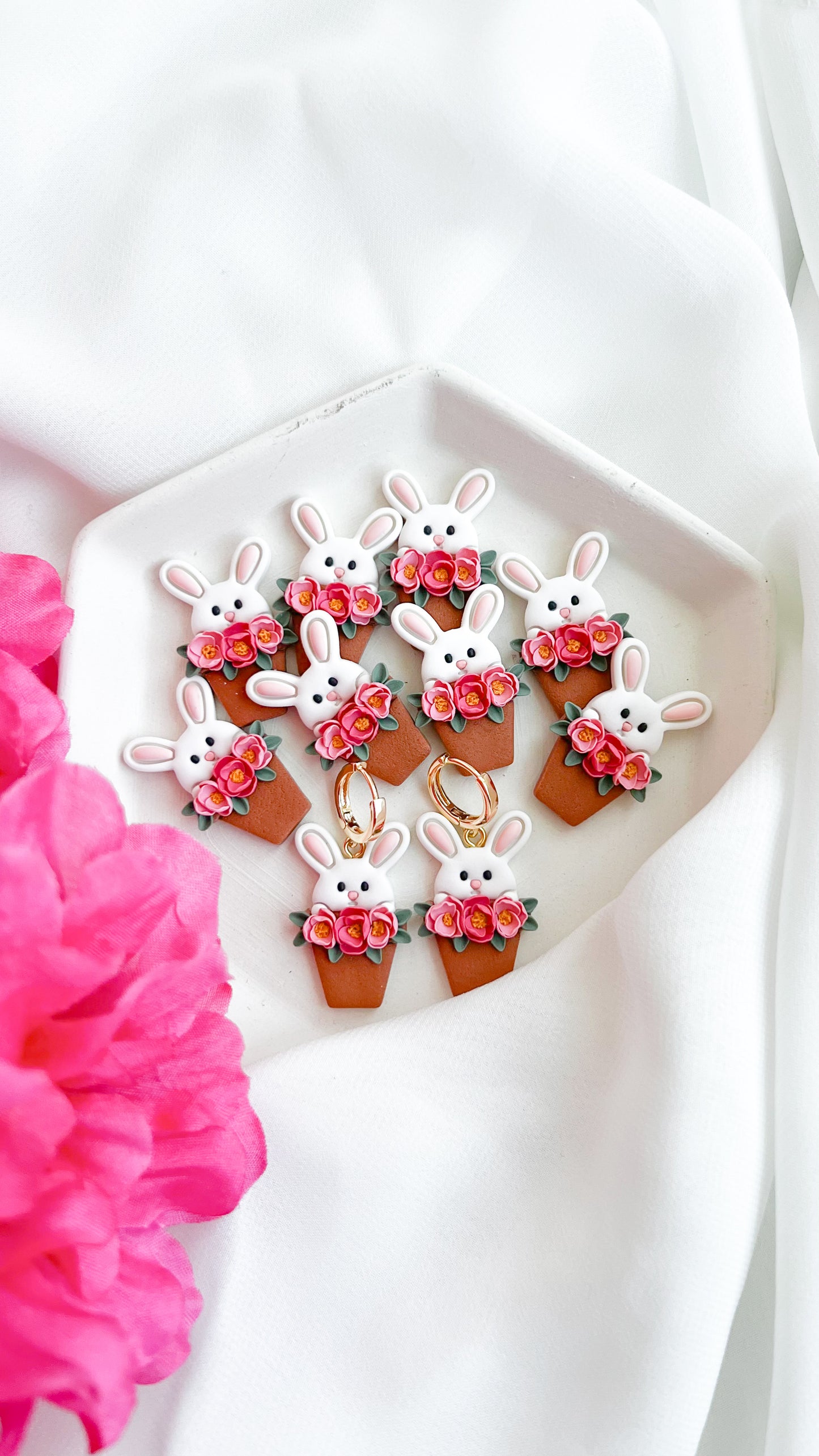 Flower Pot Bunny Earrings