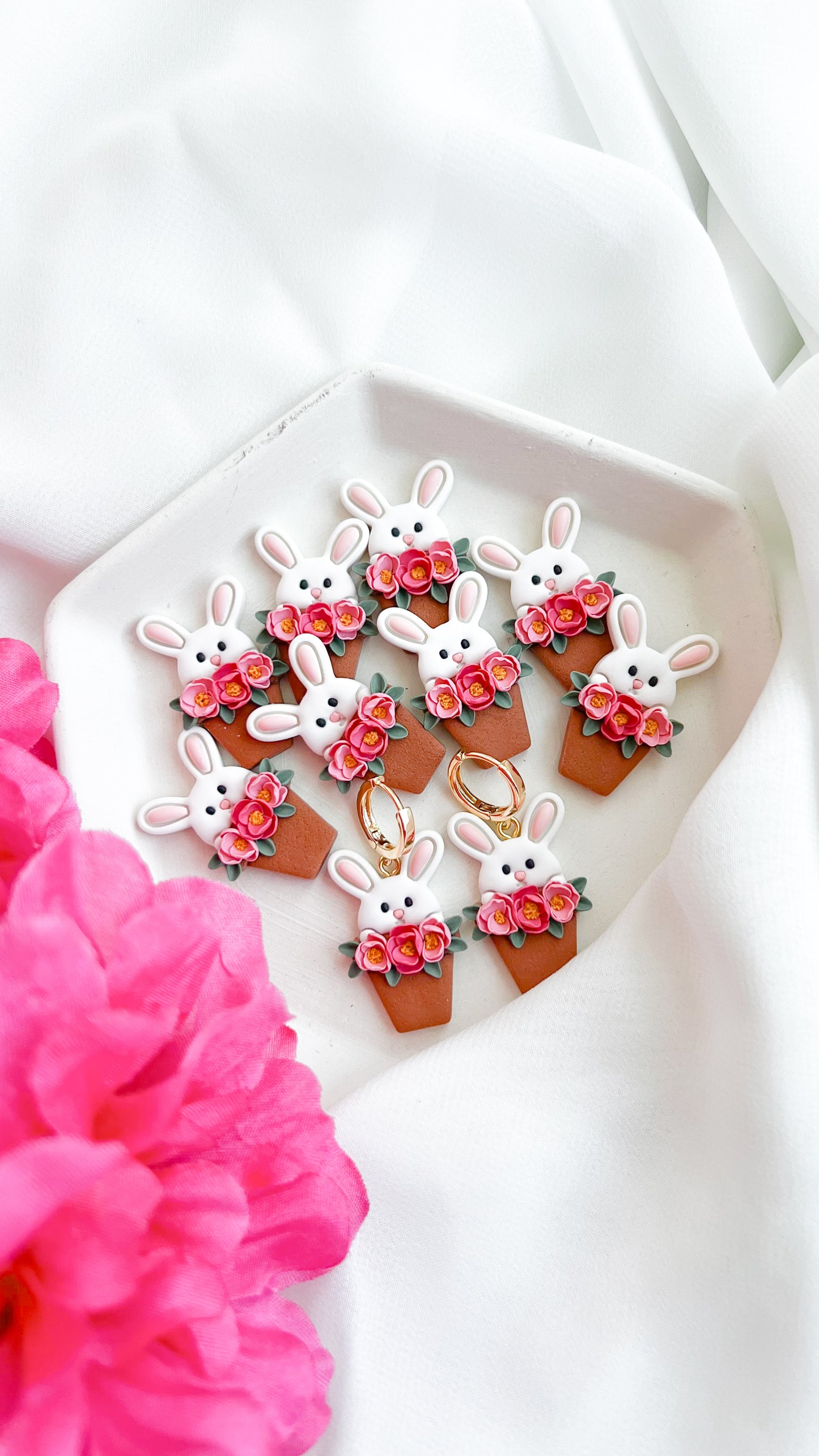 Flower Pot Bunny Earrings