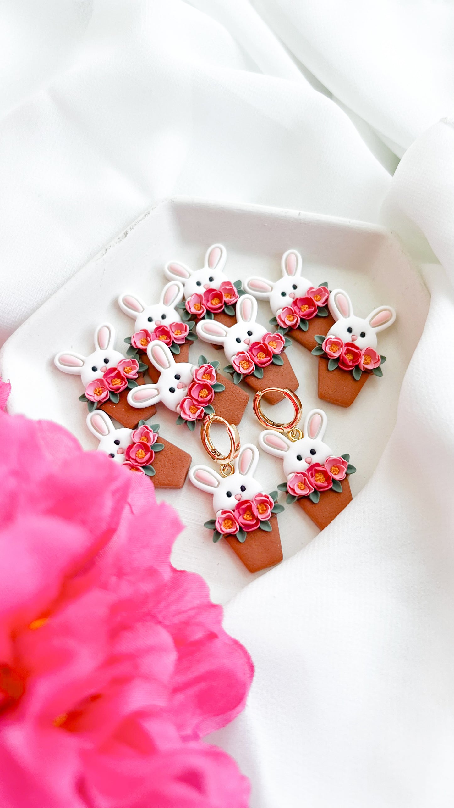 Flower Pot Bunny Earrings