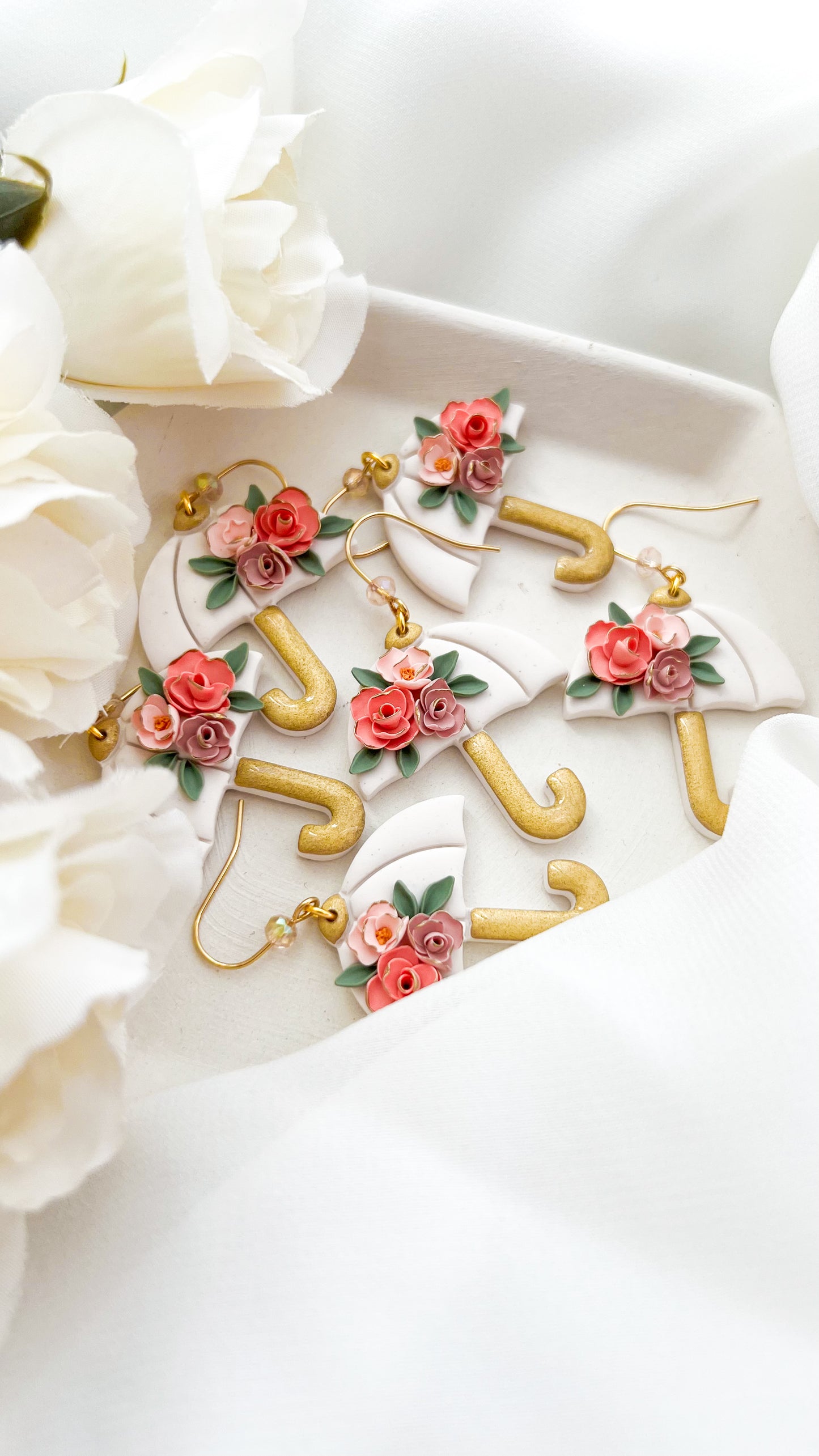 Floral Umbrella Clay Earrings