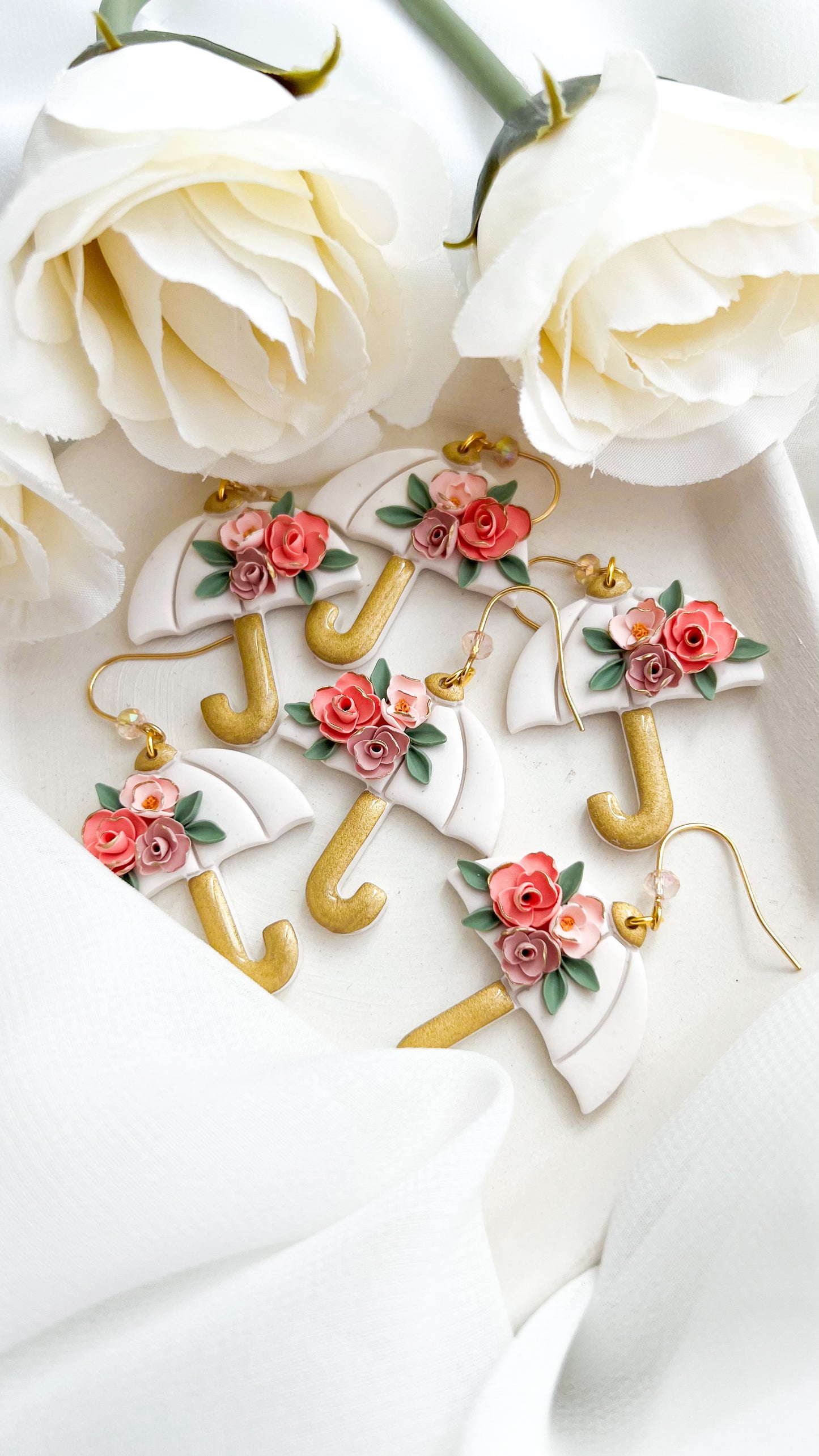 Floral Umbrella Clay Earrings