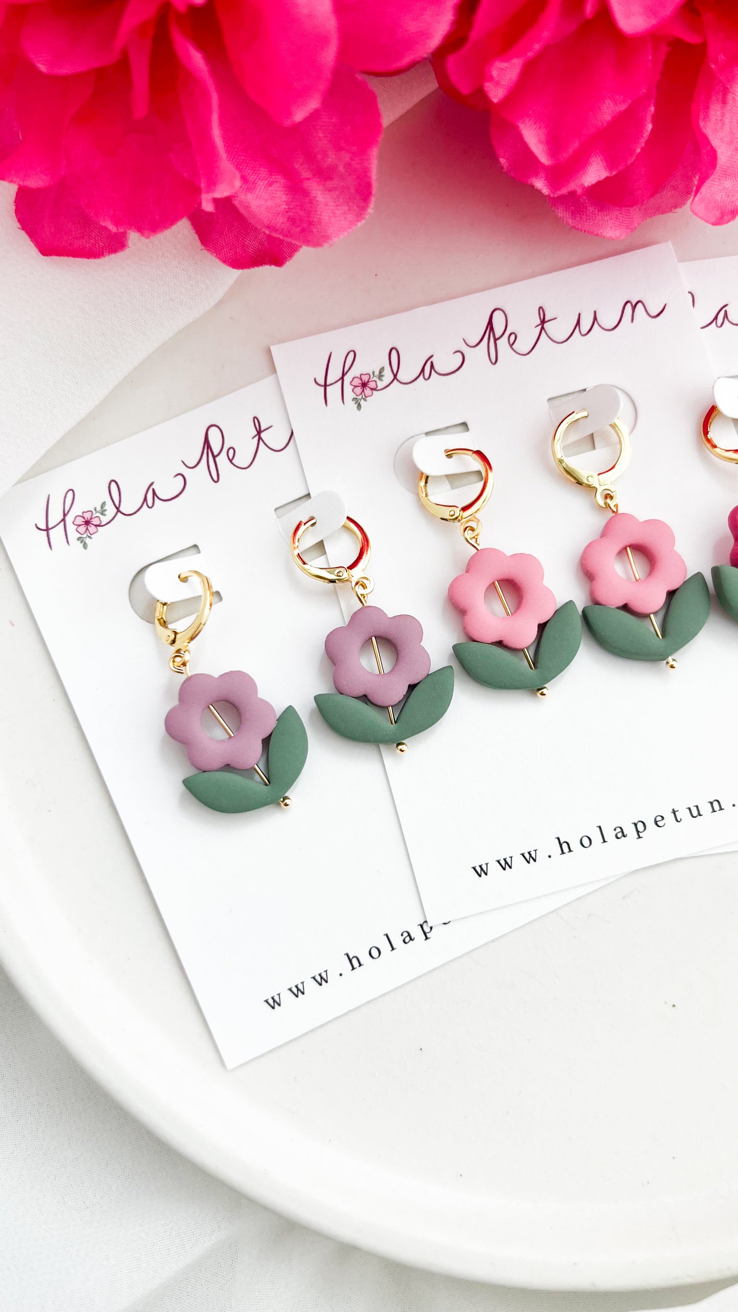 Flower Bead Huggie Earrings