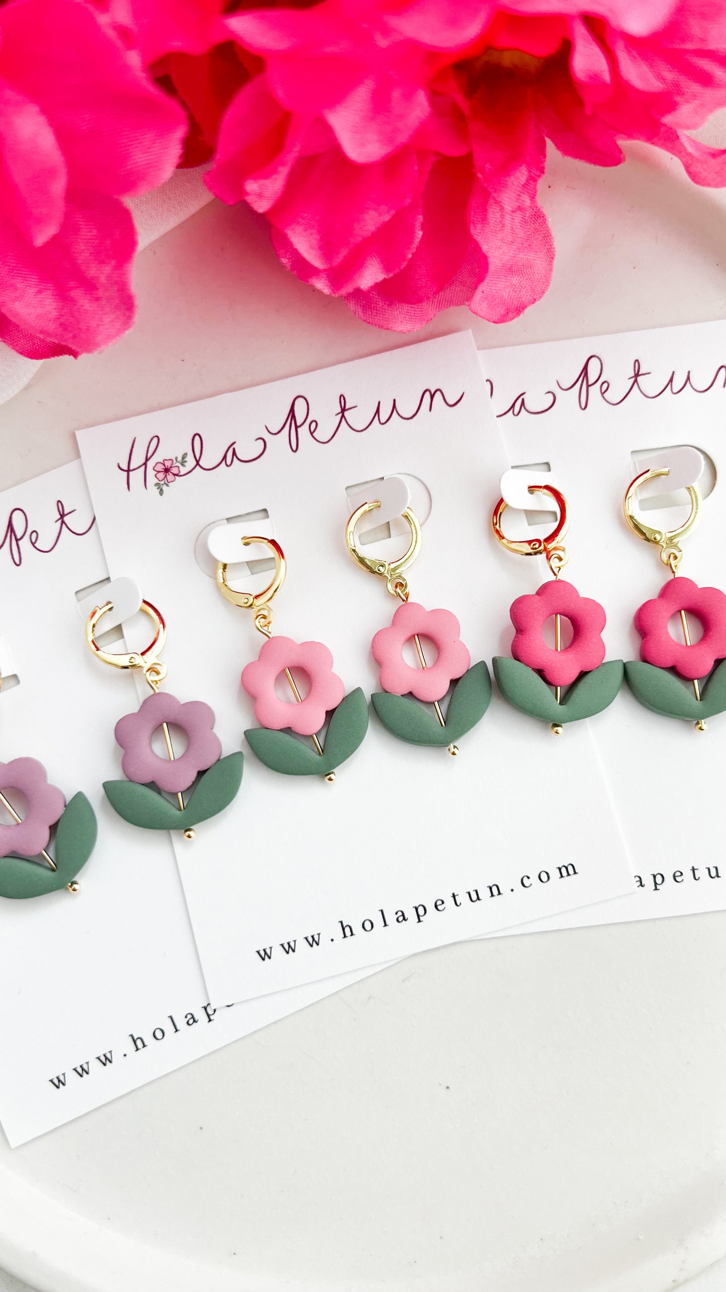Flower Bead Huggie Earrings