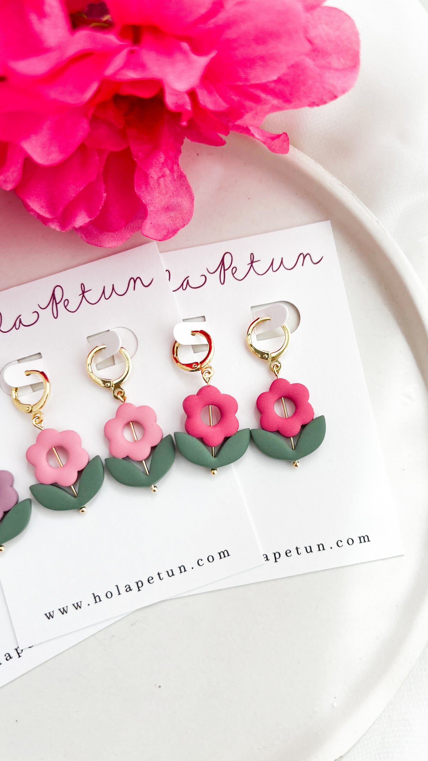 Flower Bead Huggie Earrings