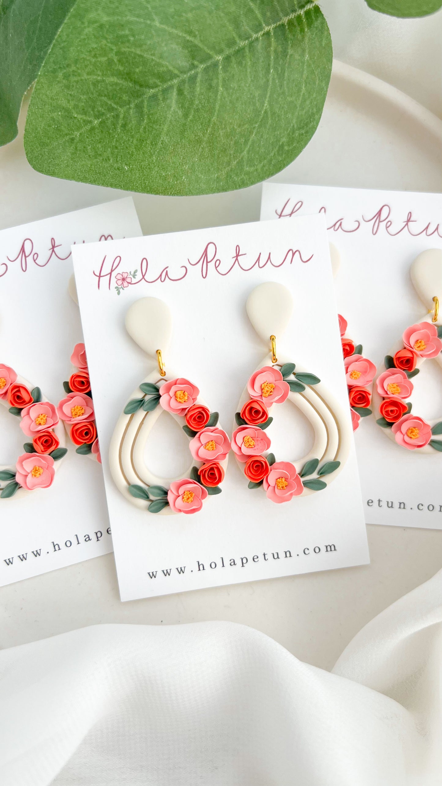 Yellow Teardrop Floral Earrings
