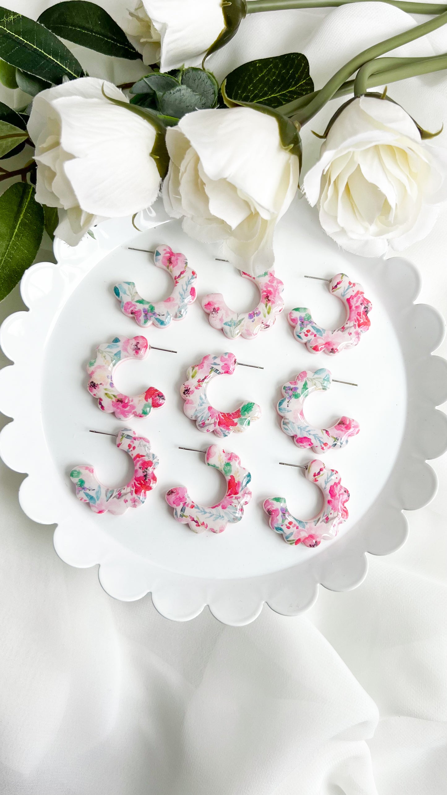 Floral Print Chunky Hoop