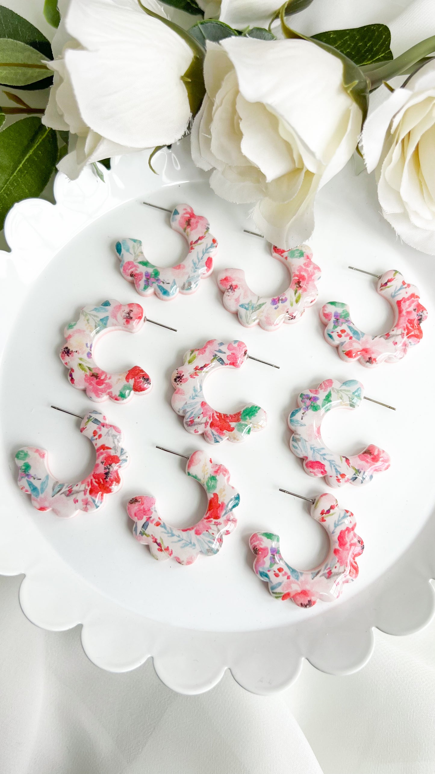 Floral Print Chunky Hoop