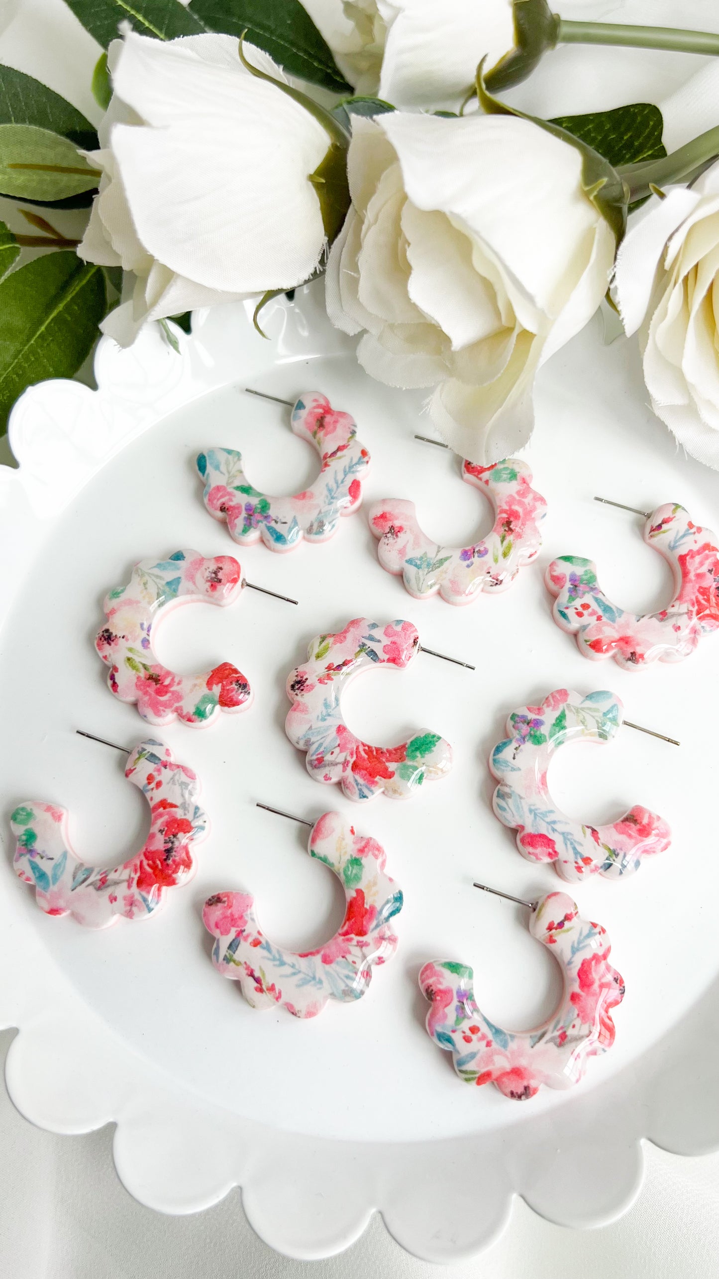 Floral Print Chunky Hoop