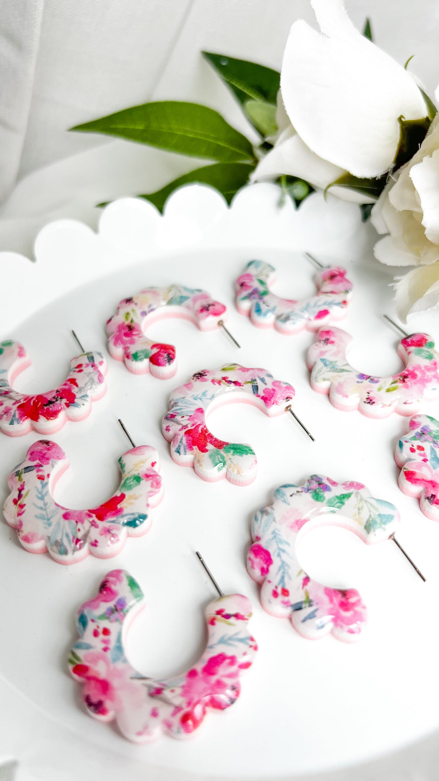 Floral Print Chunky Hoop