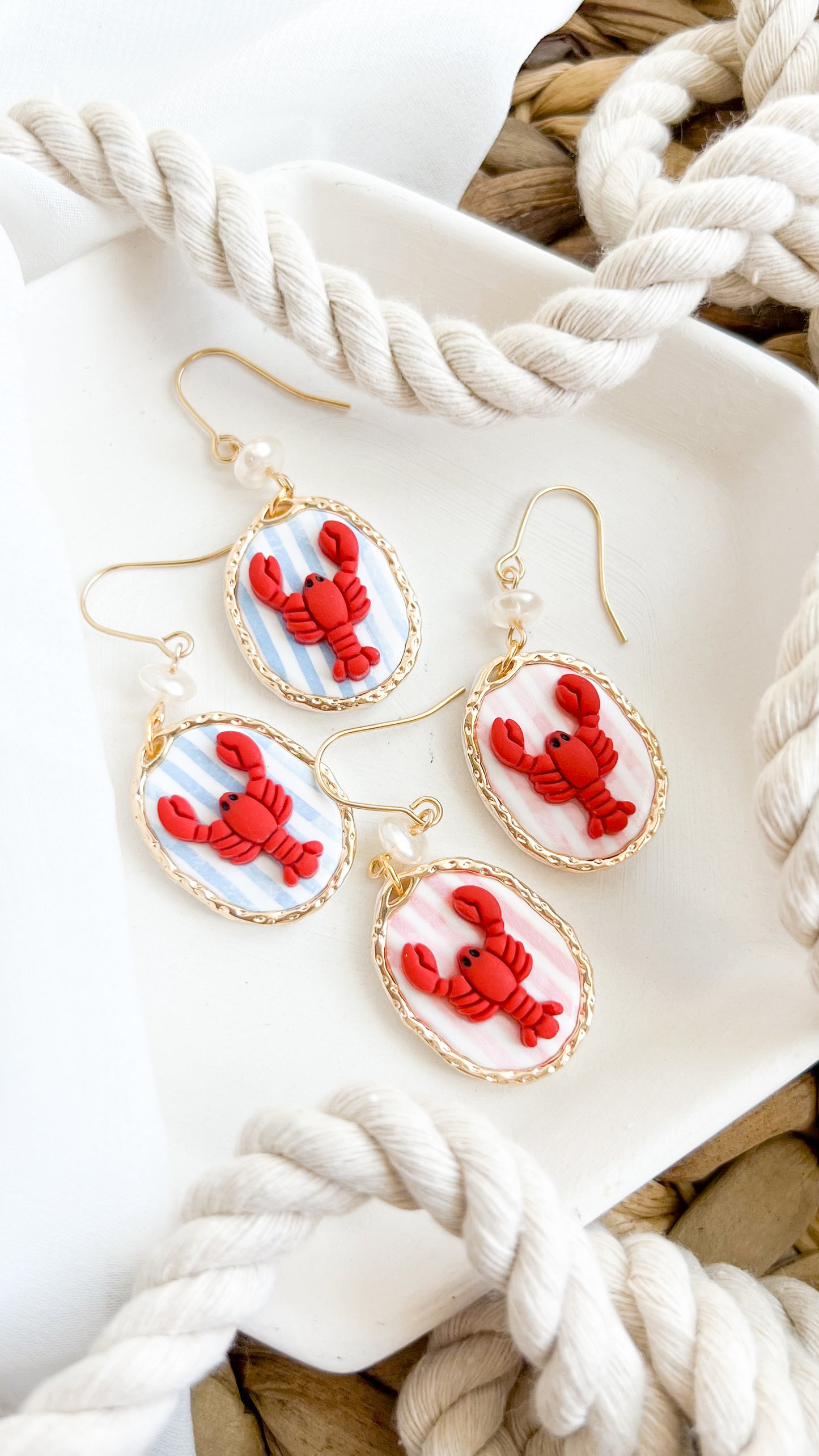 Framed Lobster Dangle Earrings