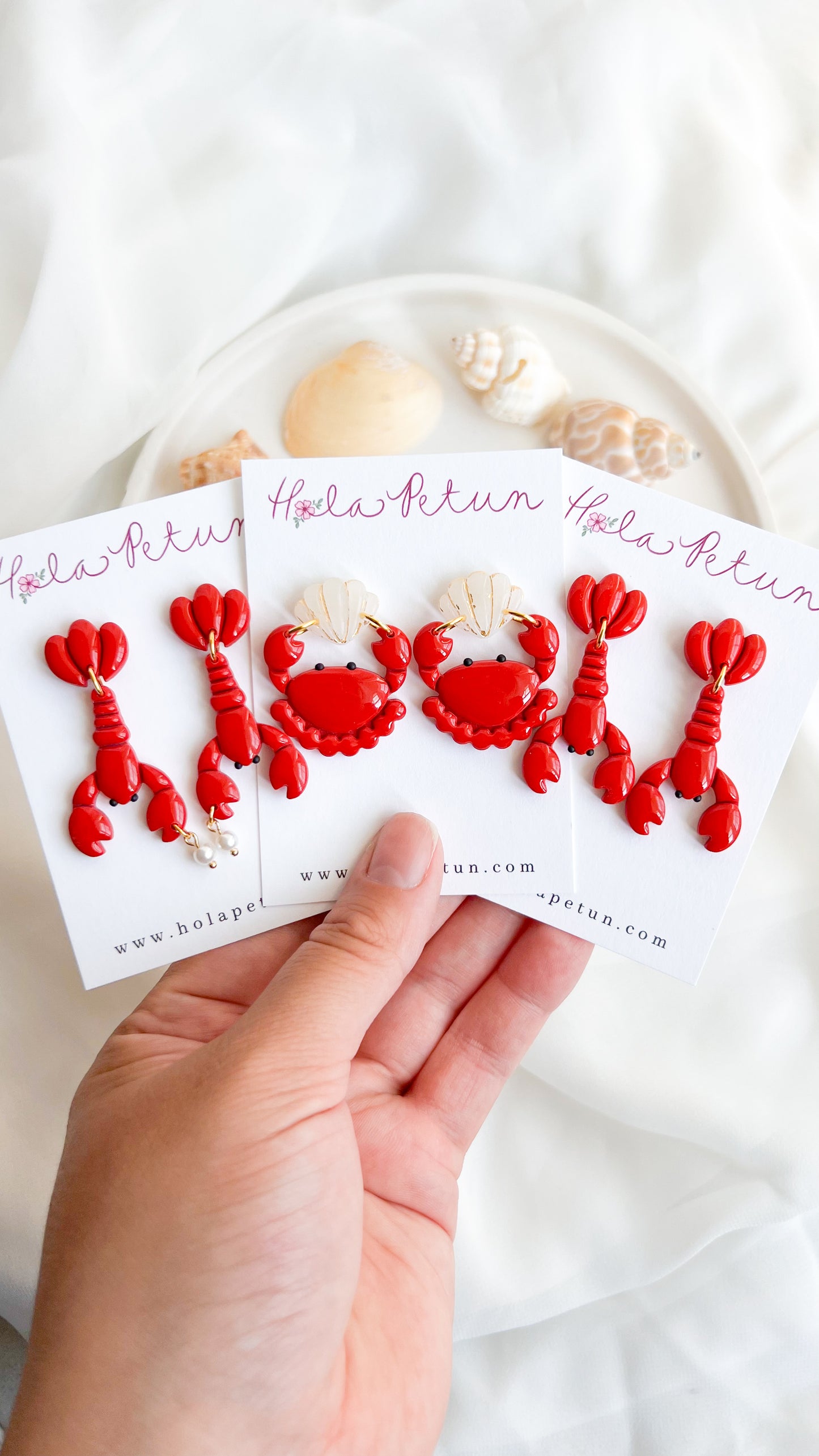 Red Crustacean Earrings