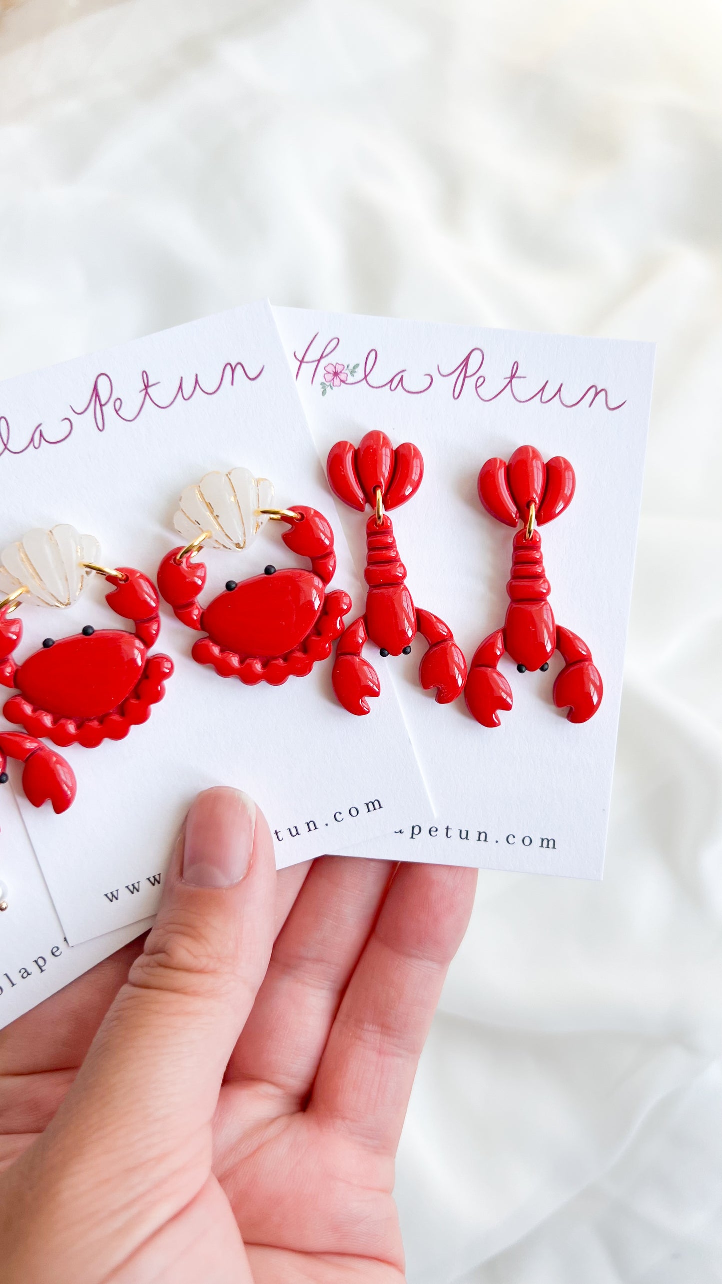 Red Crustacean Earrings