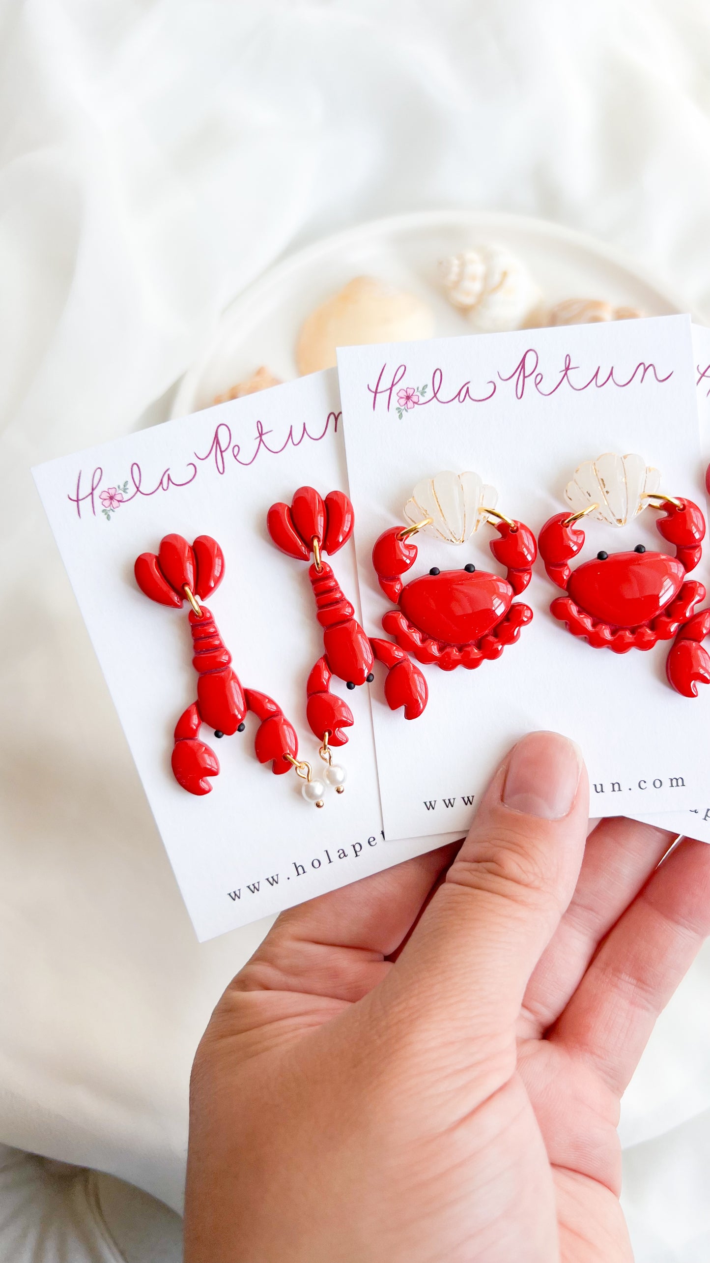 Red Crustacean Earrings