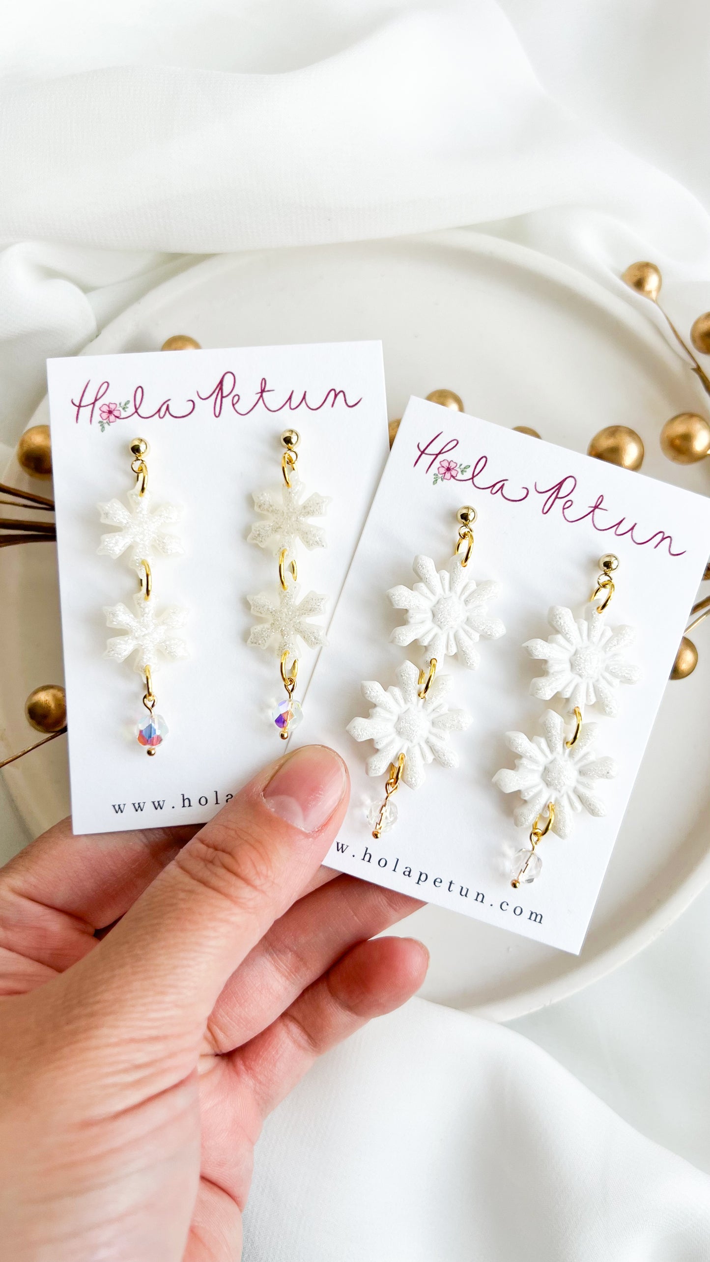 Tiered Snowflake Dangle Earrings