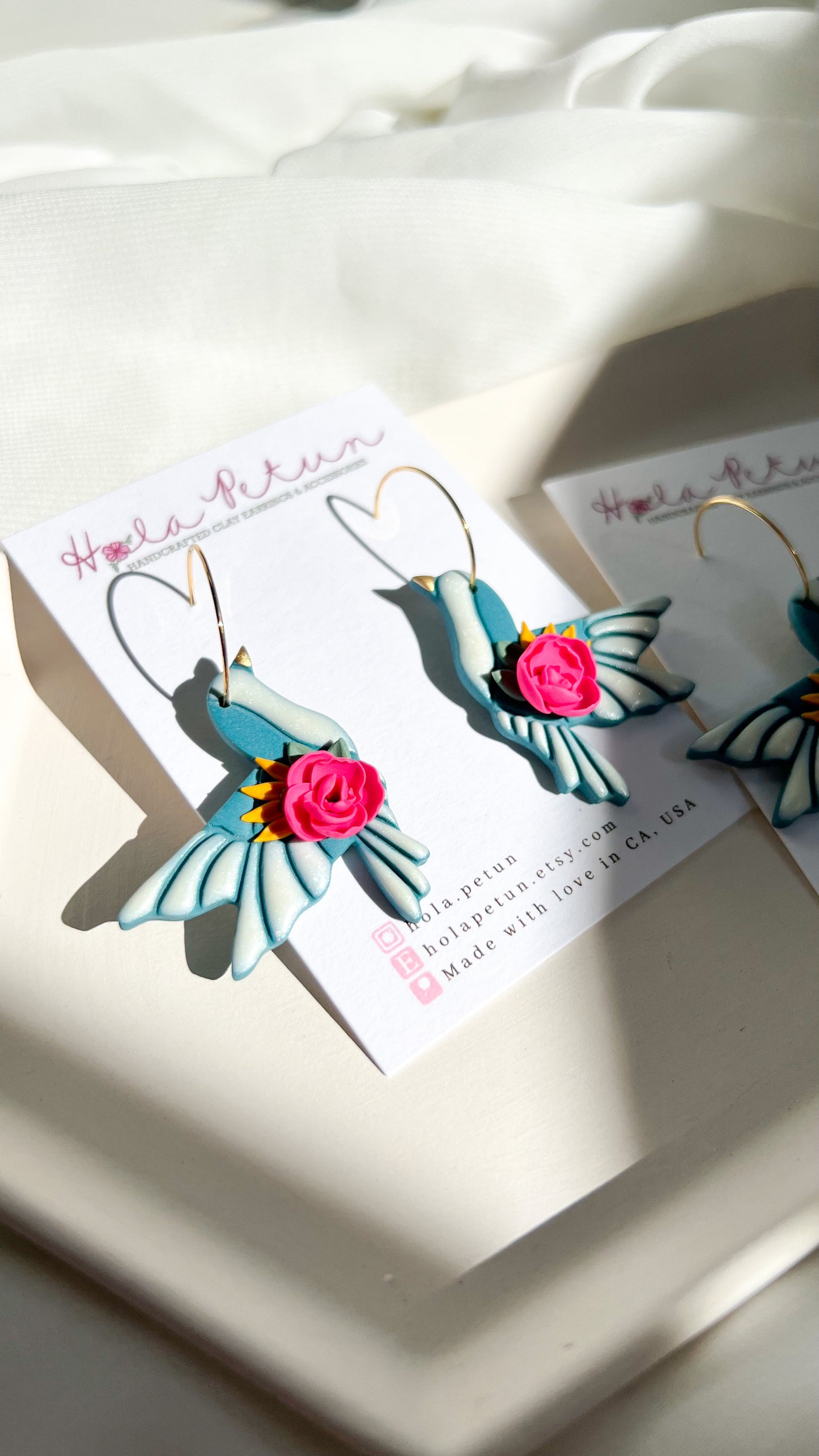 Floral Hummingbird Earrings