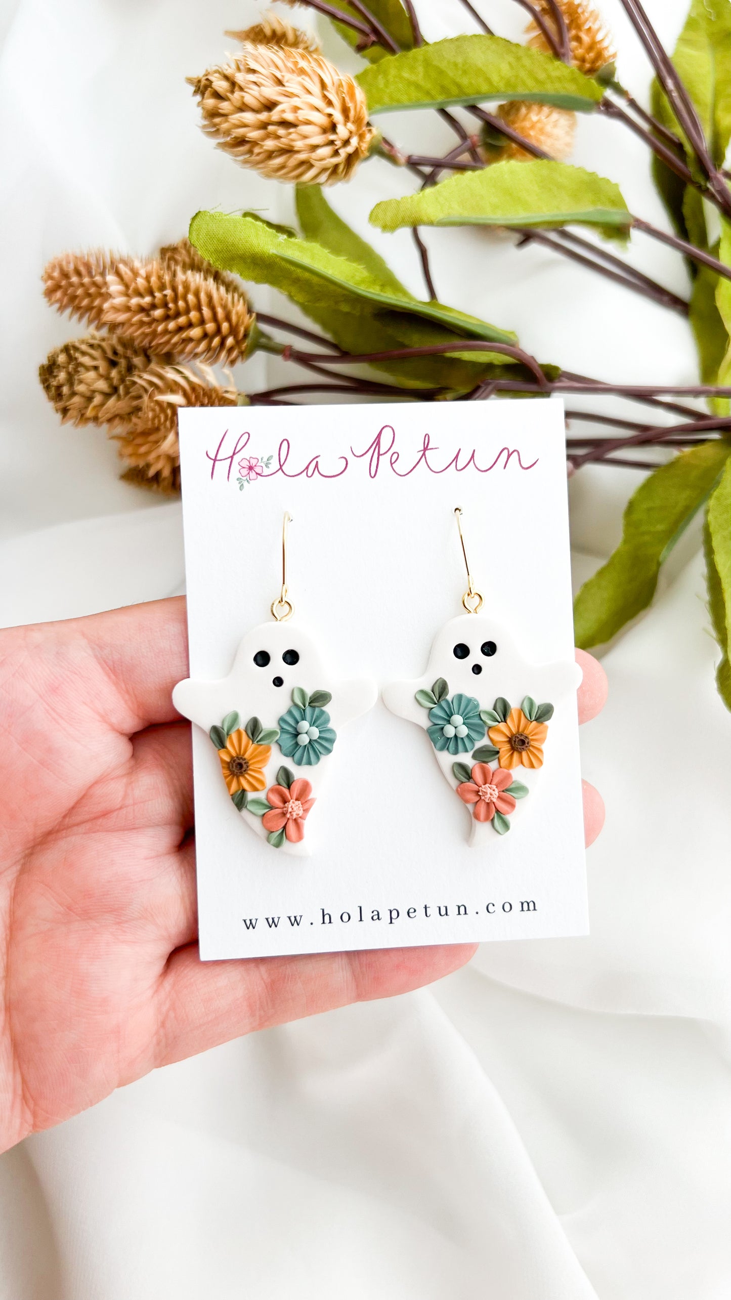 Fall Field Flower Ghost Earrings