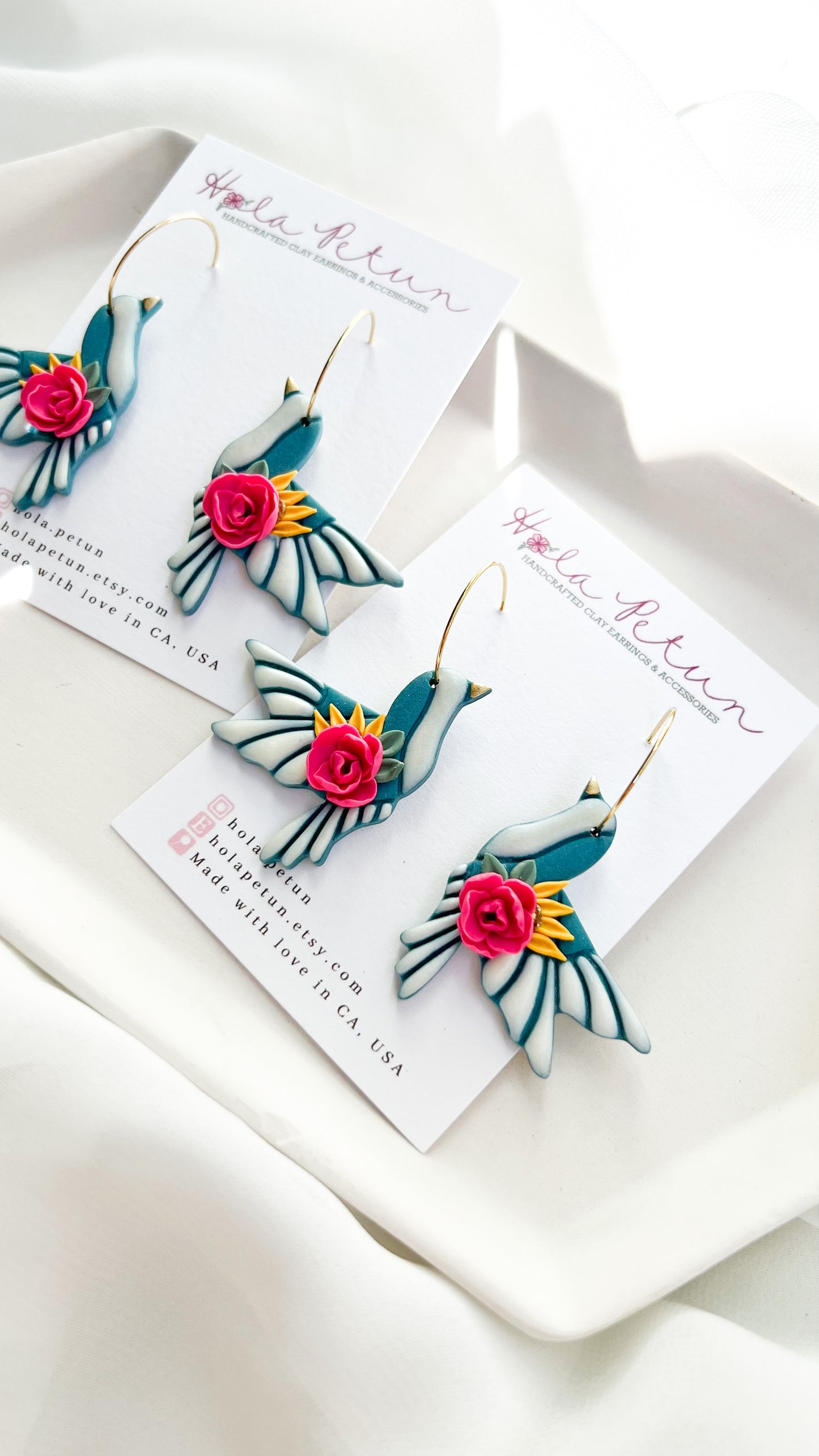 Floral Hummingbird Earrings