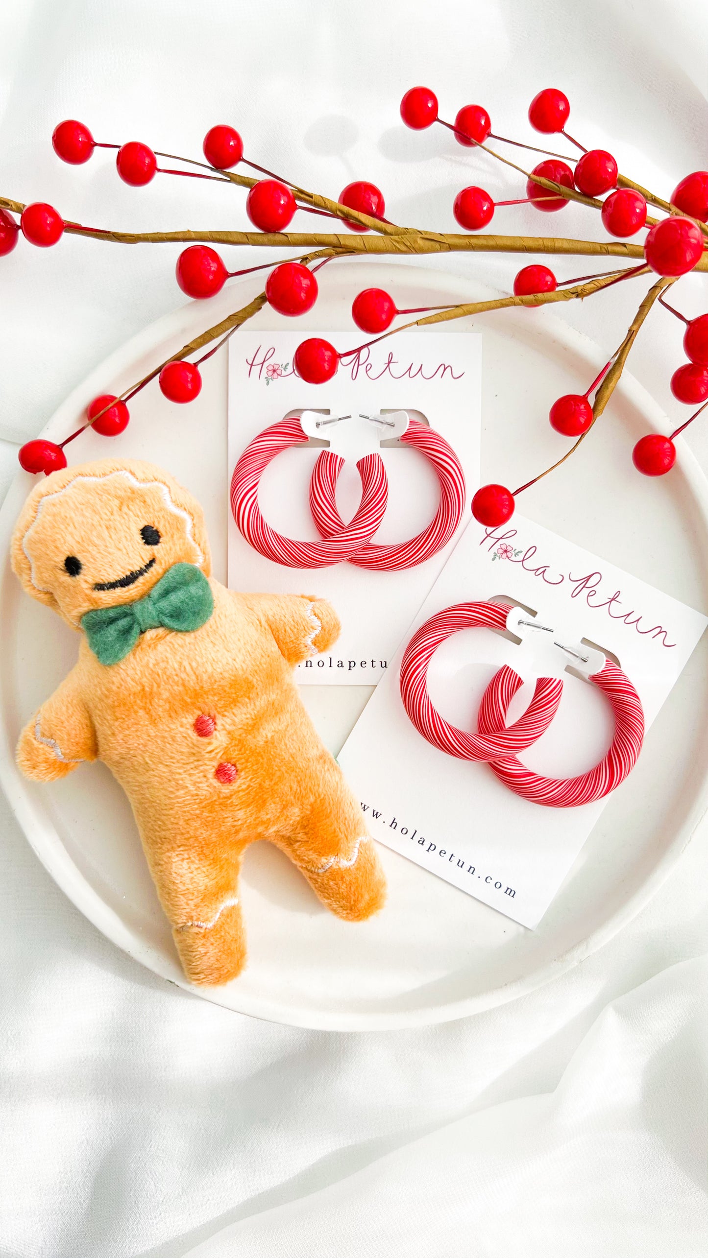 Candy Cane Hoop  Earrings