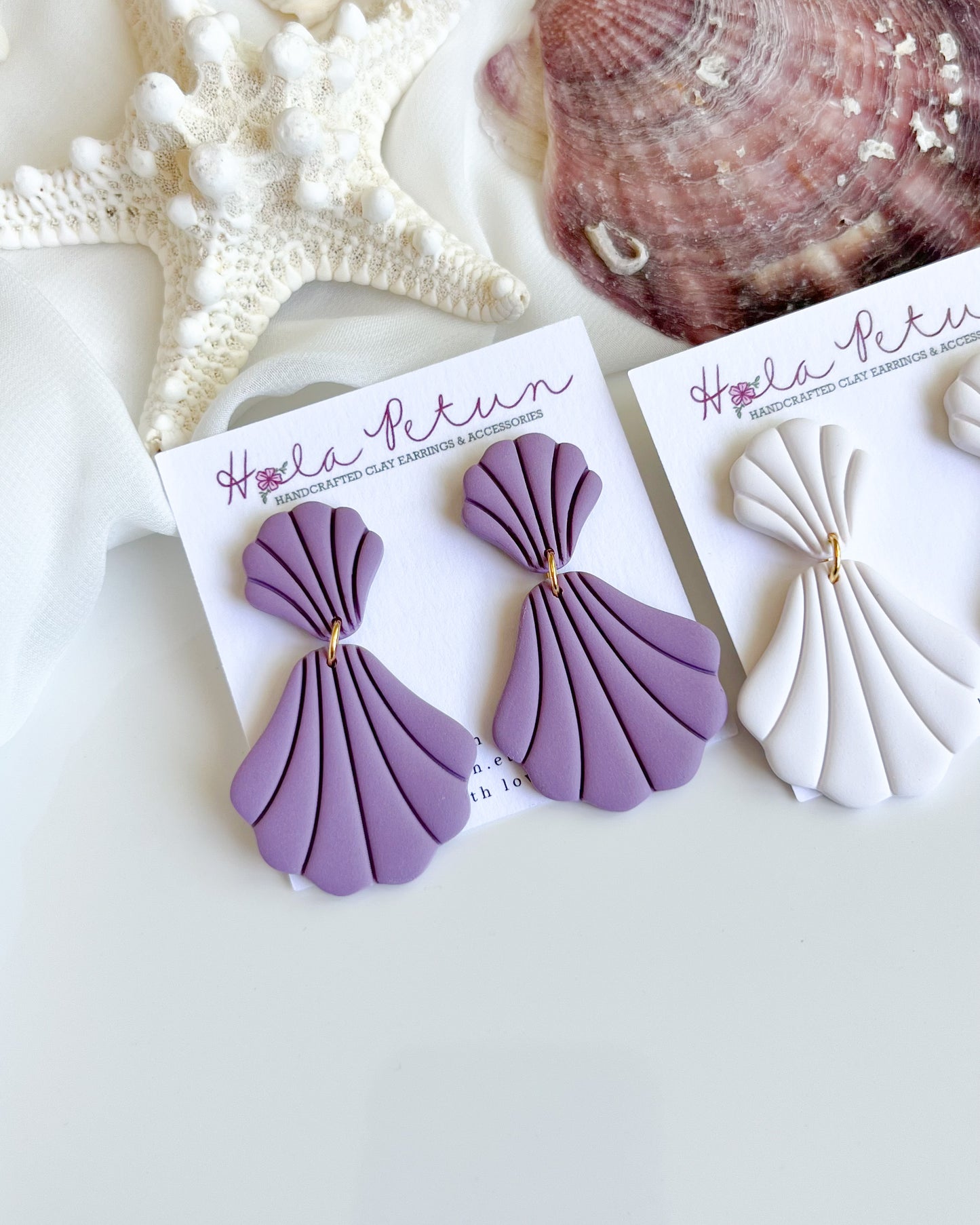 Purple Seashell Earrings