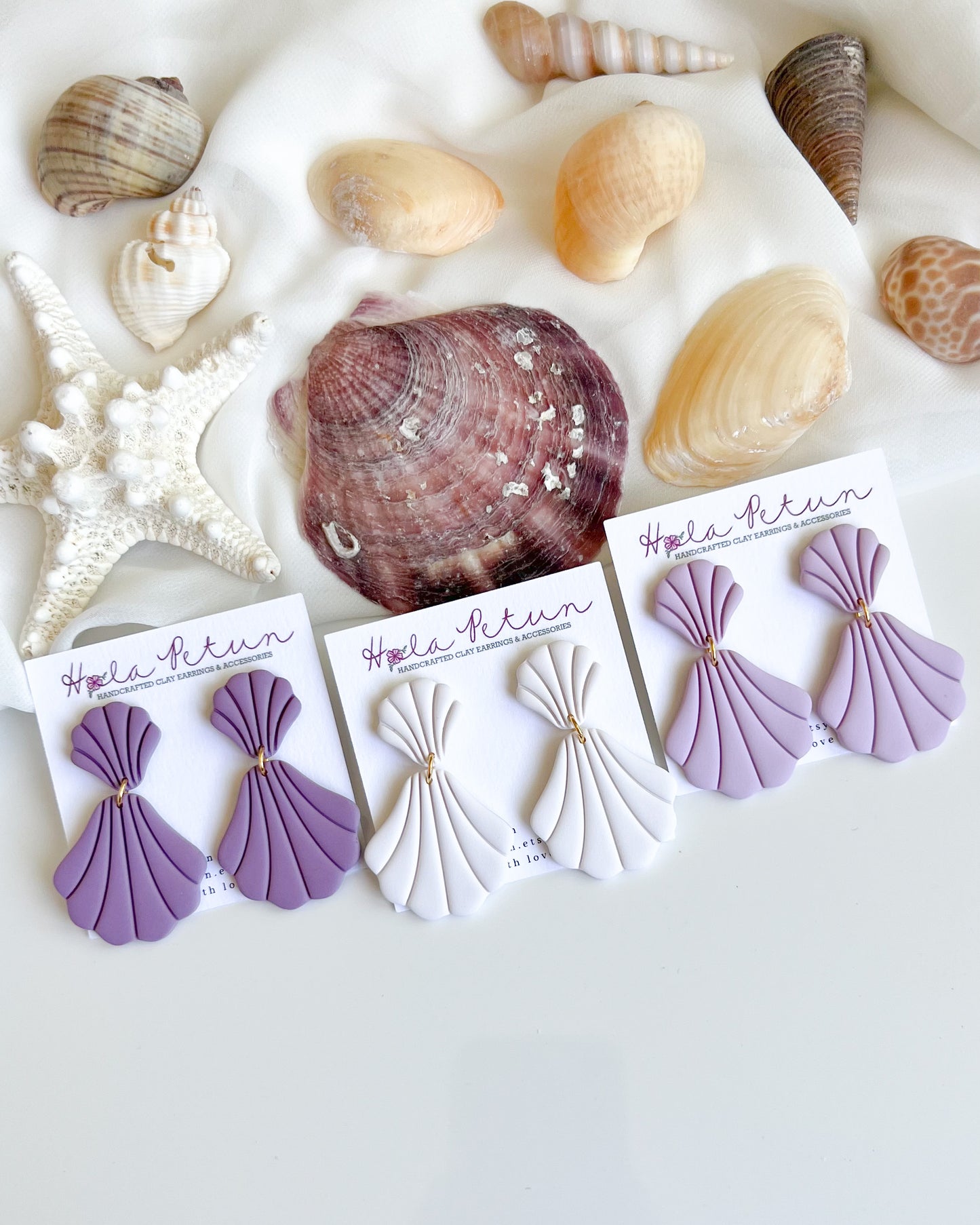 Purple Seashell Earrings