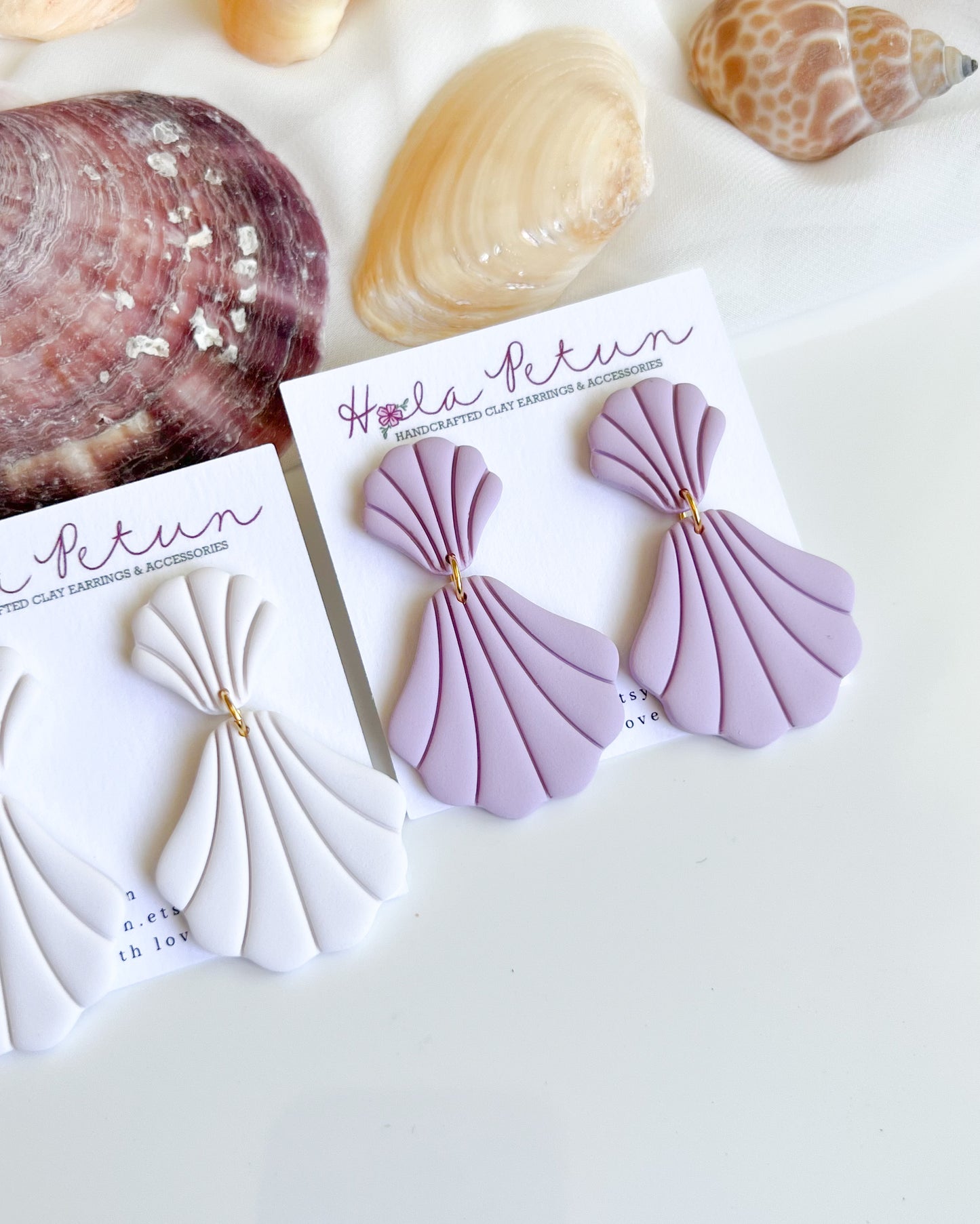 Purple Seashell Earrings