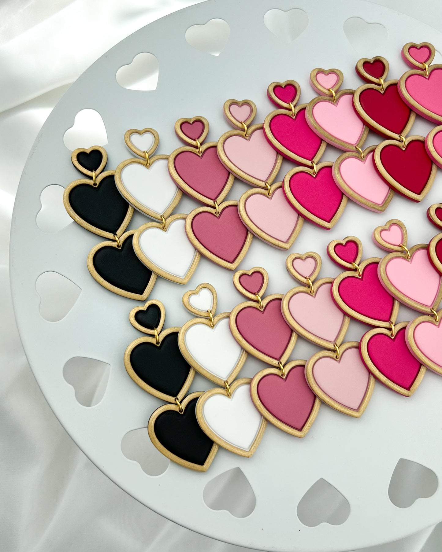 Gold Rimmed Heart Dangles