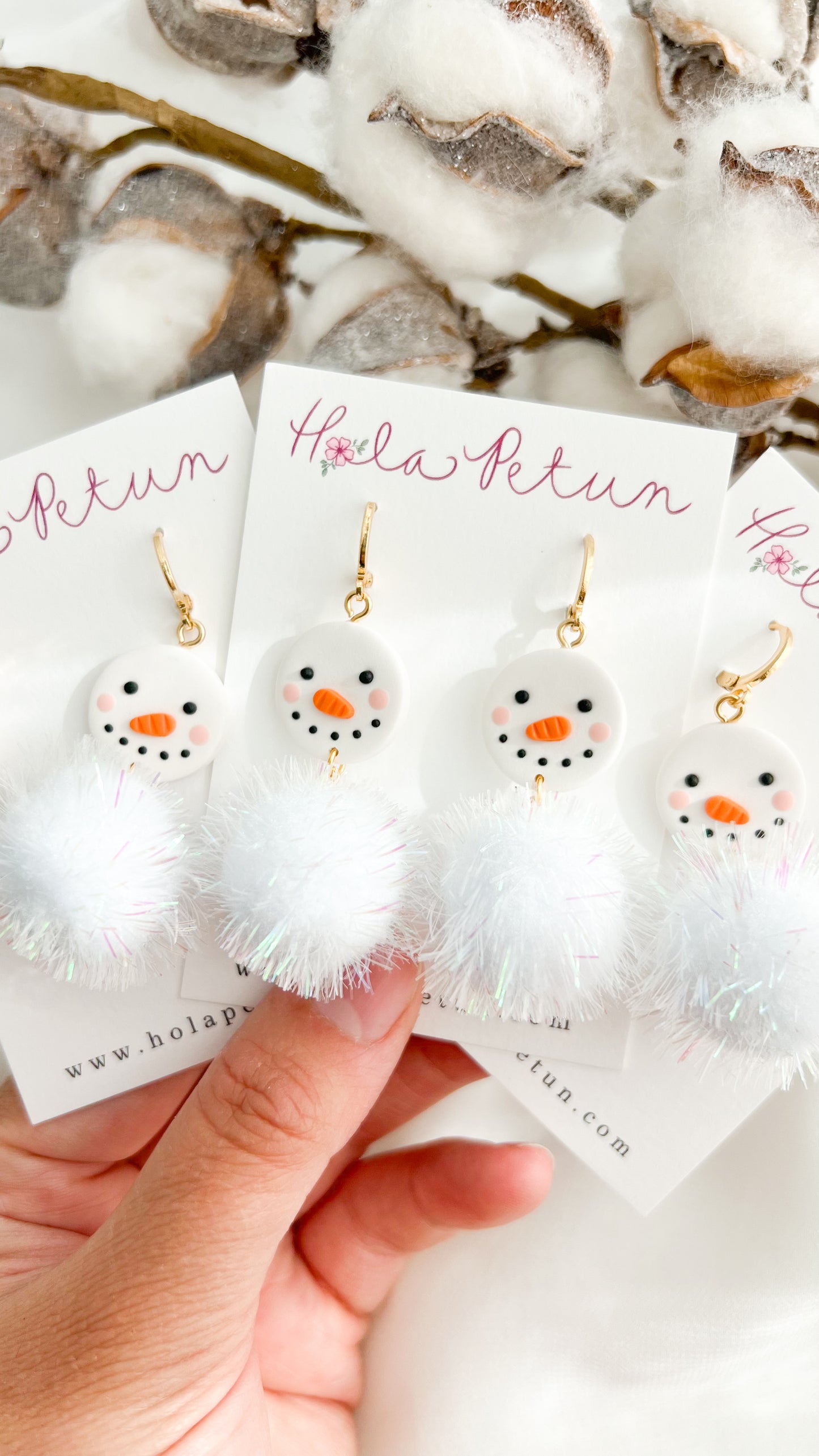 Tinsel Snowman Huggie Earrings