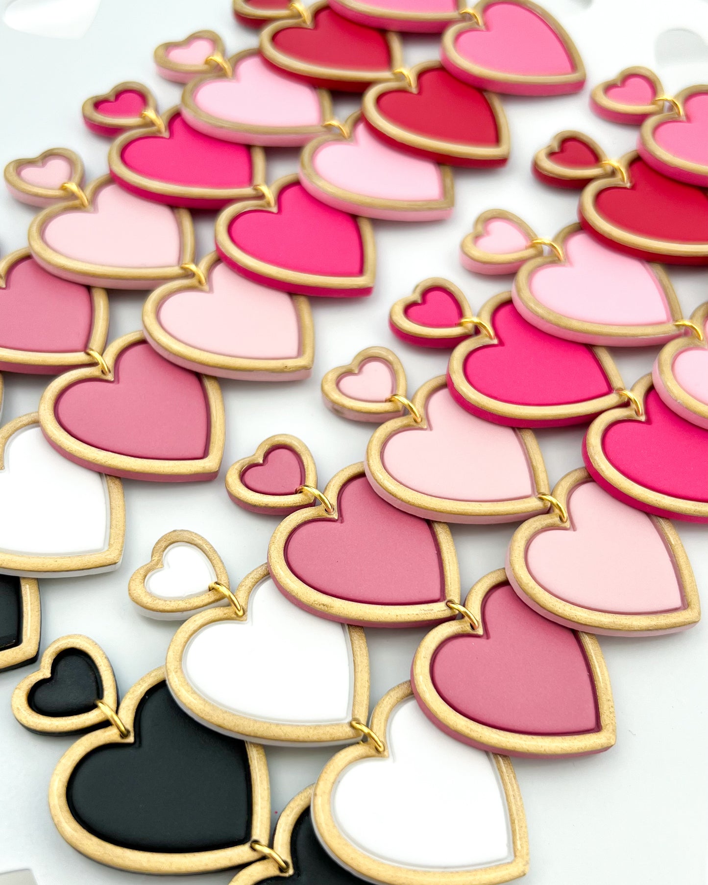 Gold Rimmed Heart Dangles