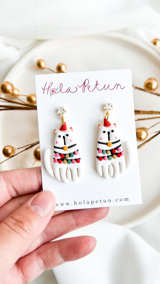 Christmas Light Cat Earrings