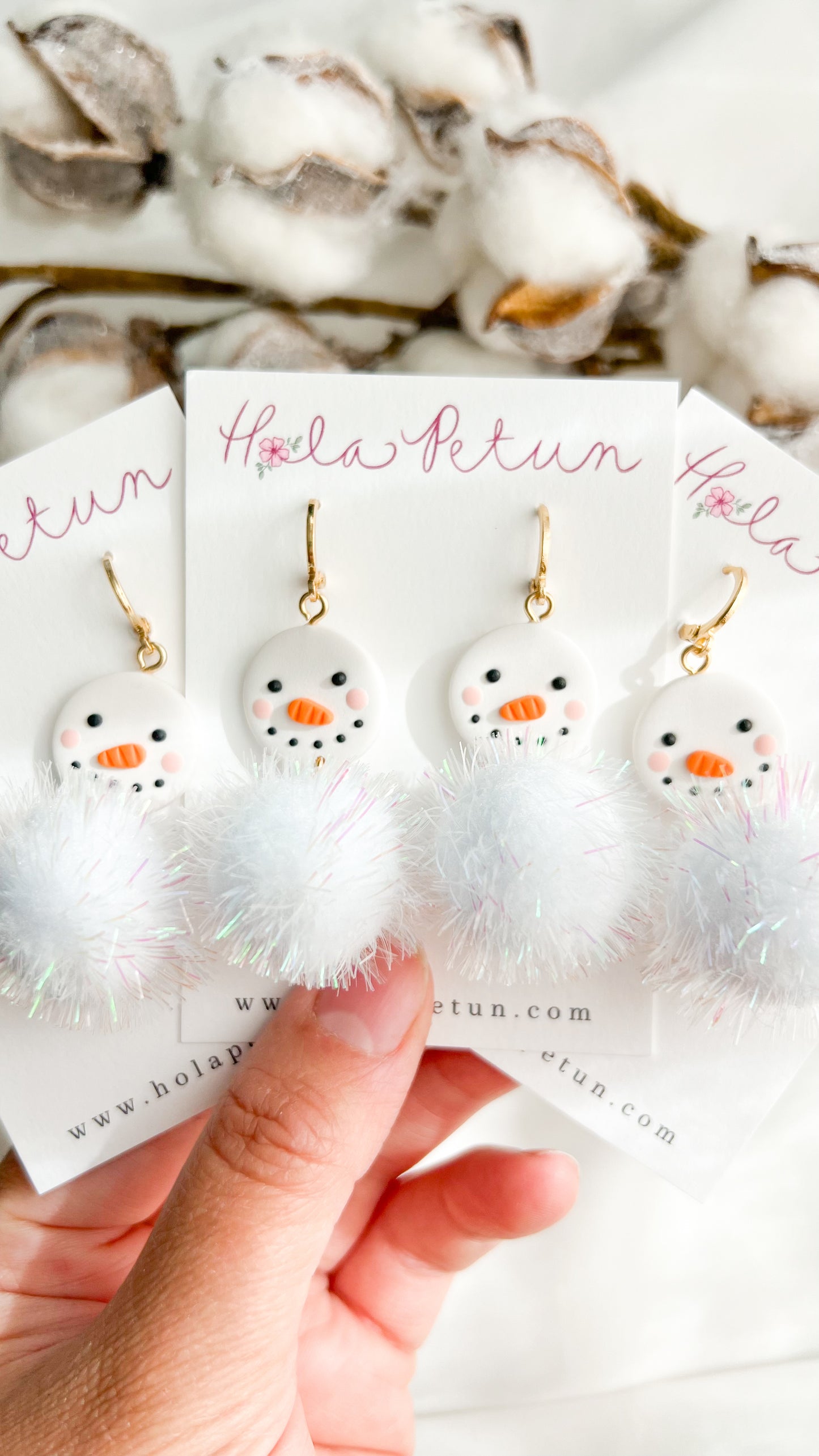 Tinsel Snowman Huggie Earrings