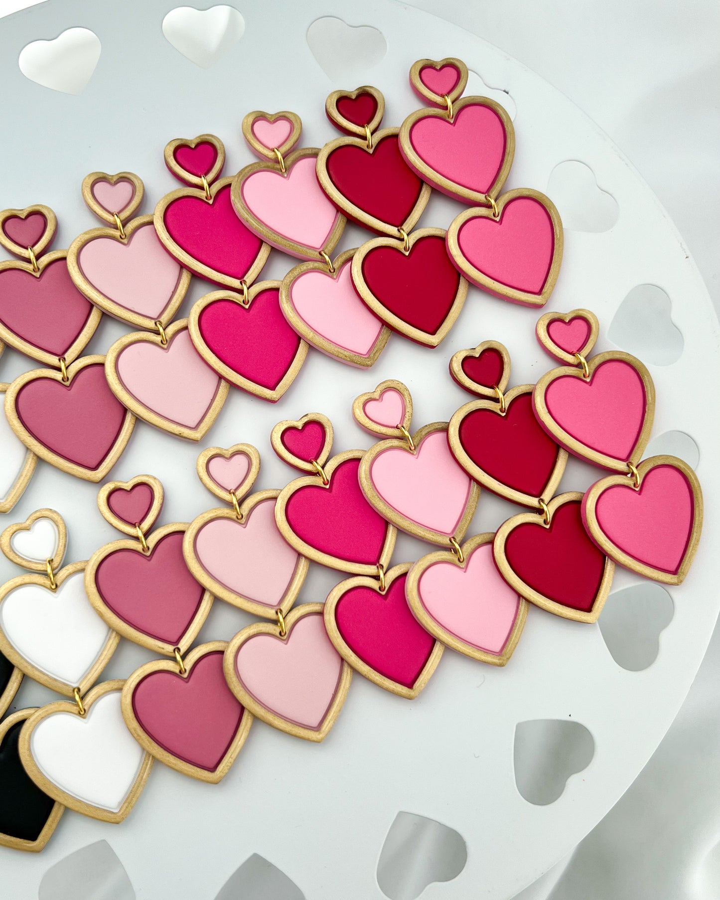 Gold Rimmed Heart Dangles