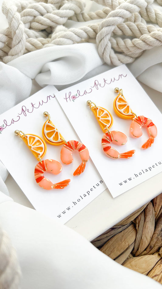 Shrimp and Lemon Duo Earrings